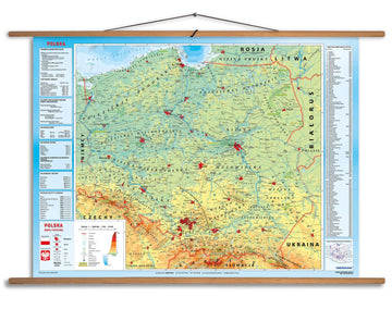 Polska fizyczna z elementami ekologii 100x70 cm - mapa ścienna