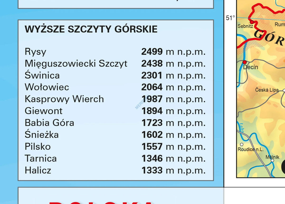 Polska fizyczna z elementami ekologii 100x70 cm - mapa ścienna - zdjęcie 2