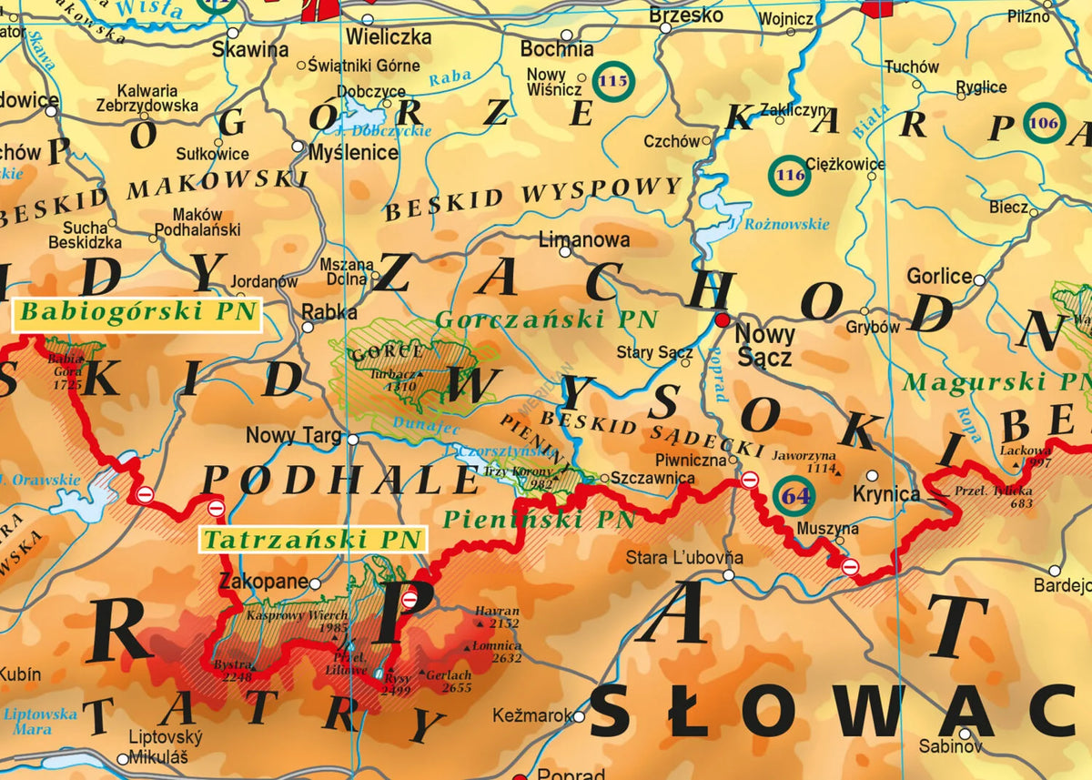 Polska fizyczna z elementami ekologii 100x70 cm - mapa ścienna - zdjęcie 3