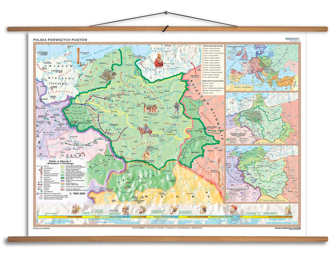 Polska pierwszych Piastów - mapa ścienna