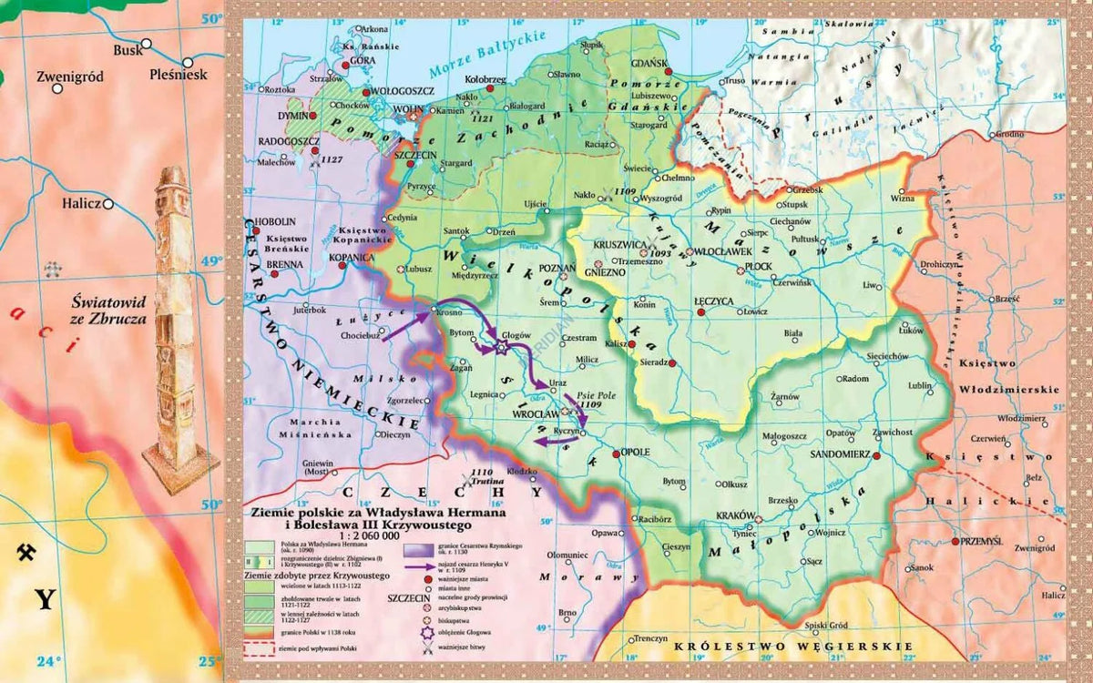 Polska pierwszych Piastów - mapa ścienna - zdjęcie 2
