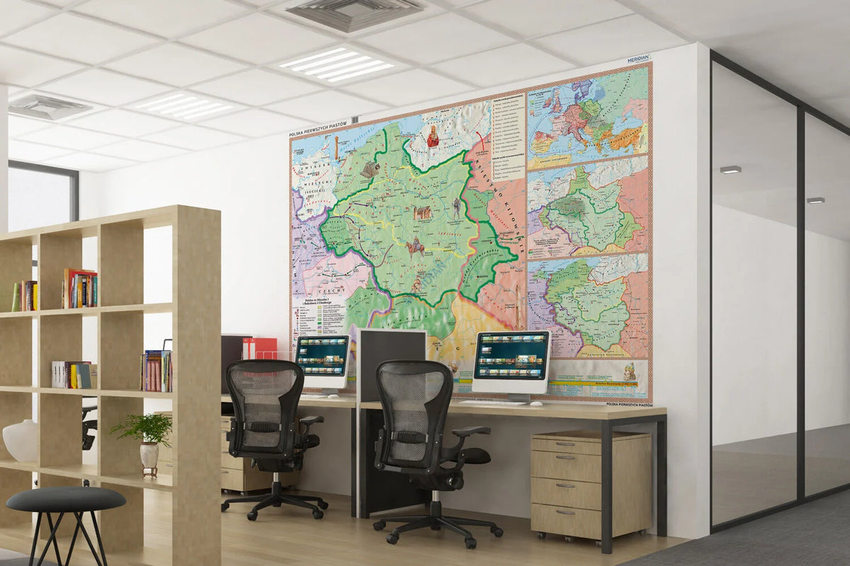 Polska pierwszych Piastów - mapa ścienna - wersja fototapeta