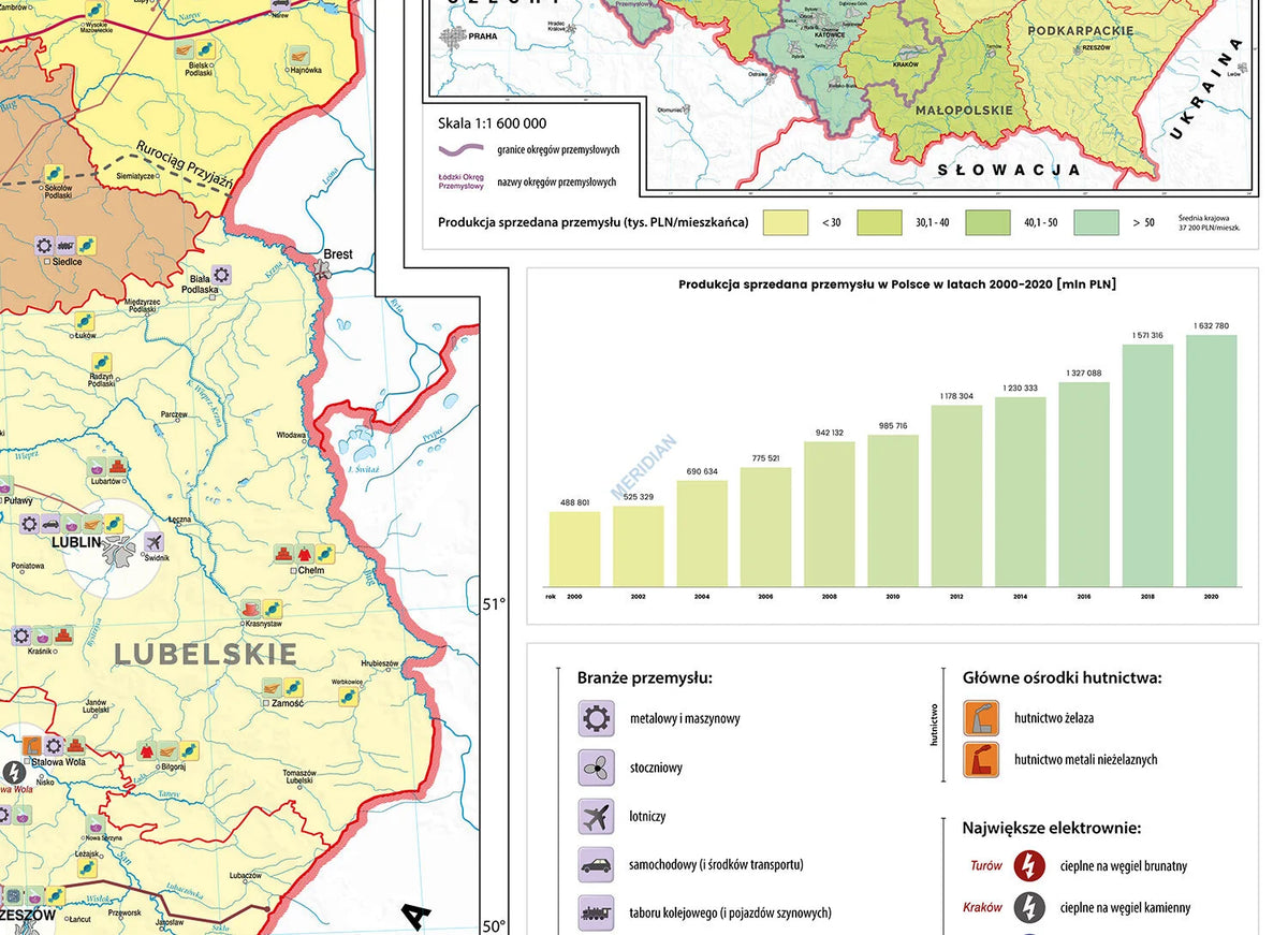 Polska - przemysł i energetyka - mapa ścienna - zdjęcie 2