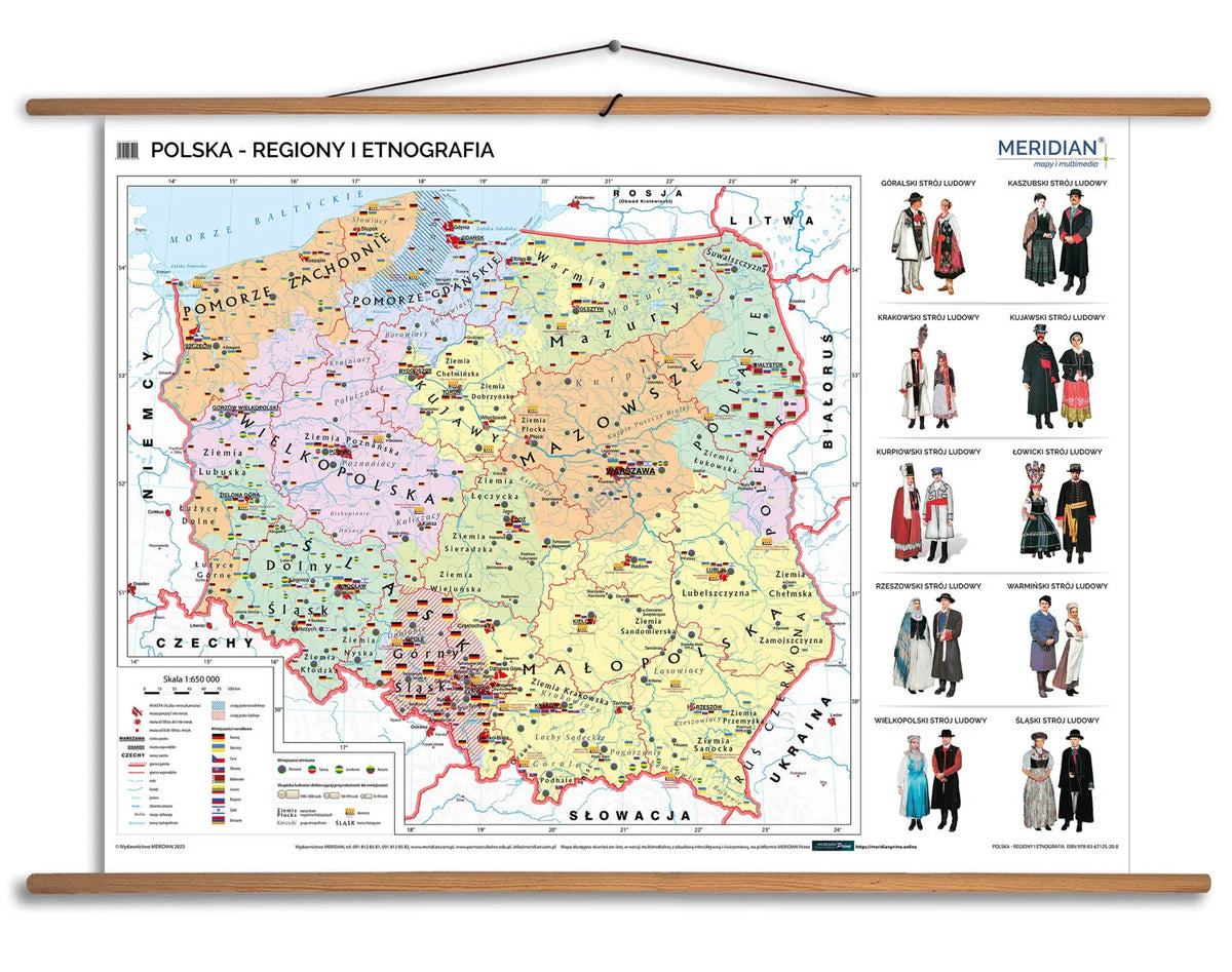 Polska - regiony i etnografia - mapa ścienna