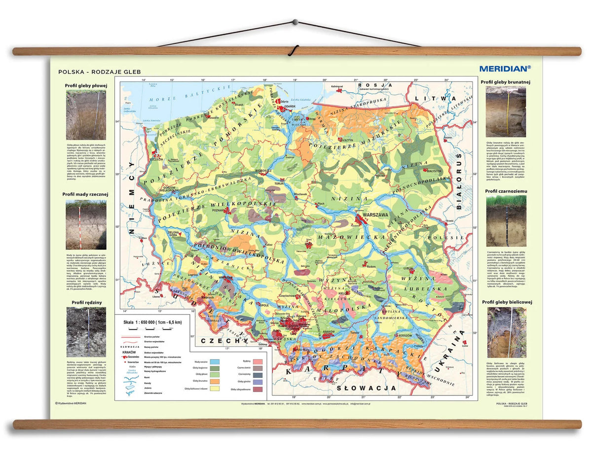 Polska - rodzaje gleb - mapa ścienna