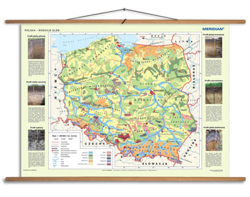 Polska - rodzaje gleb - mapa ścienna