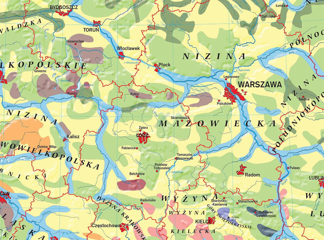 Polska - rodzaje gleb - mapa ścienna