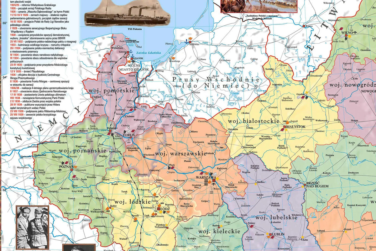 Polska w latach 1919-1939 - mapa ścienna - zdjęcie 3