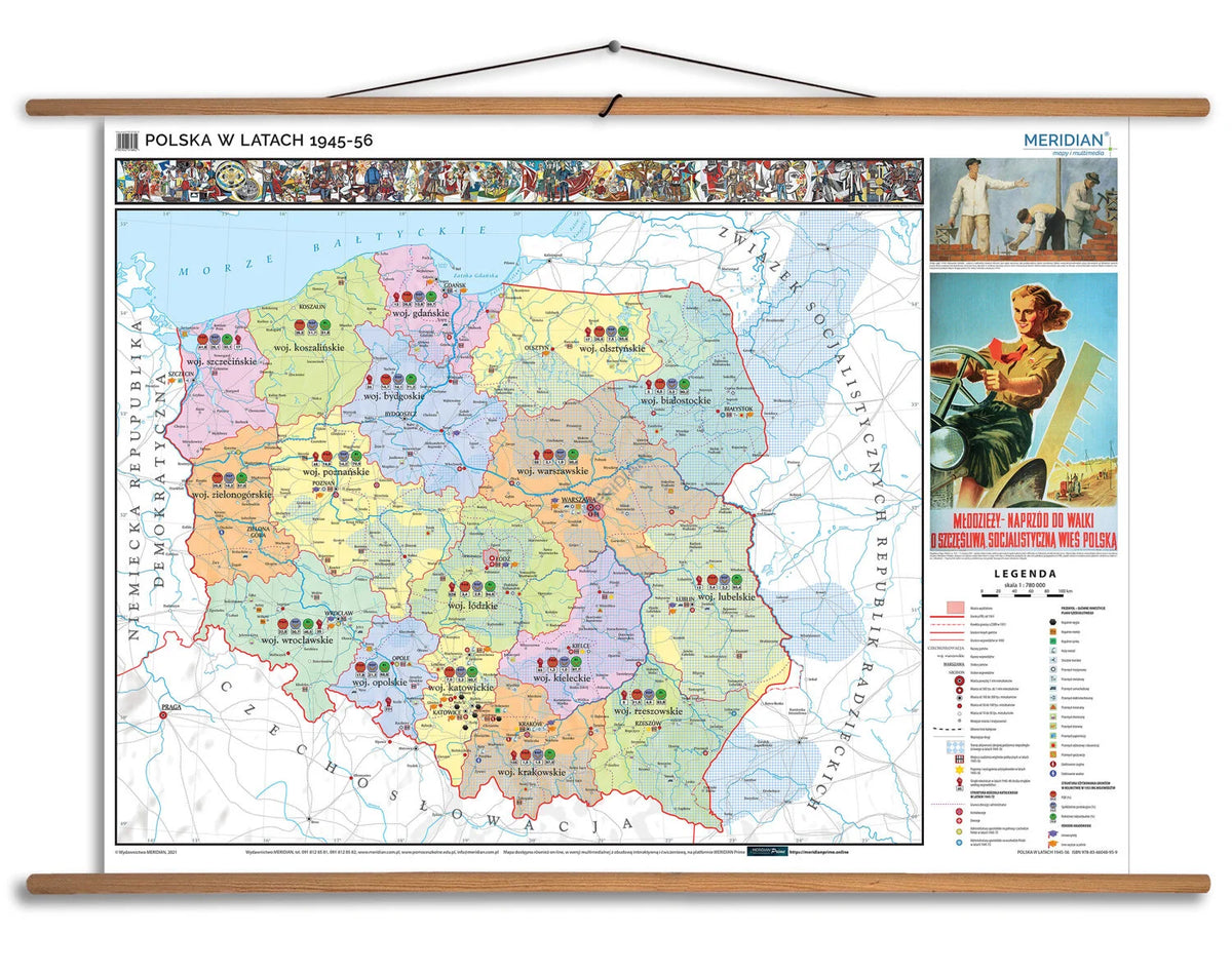 Polska w latach 1945-56 - mapa ścienna