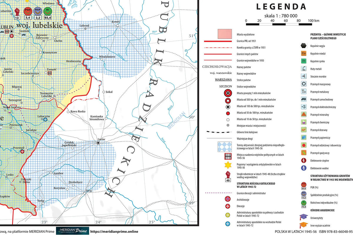 Polska w latach 1945-56 - mapa ścienna - zdjęcie 2
