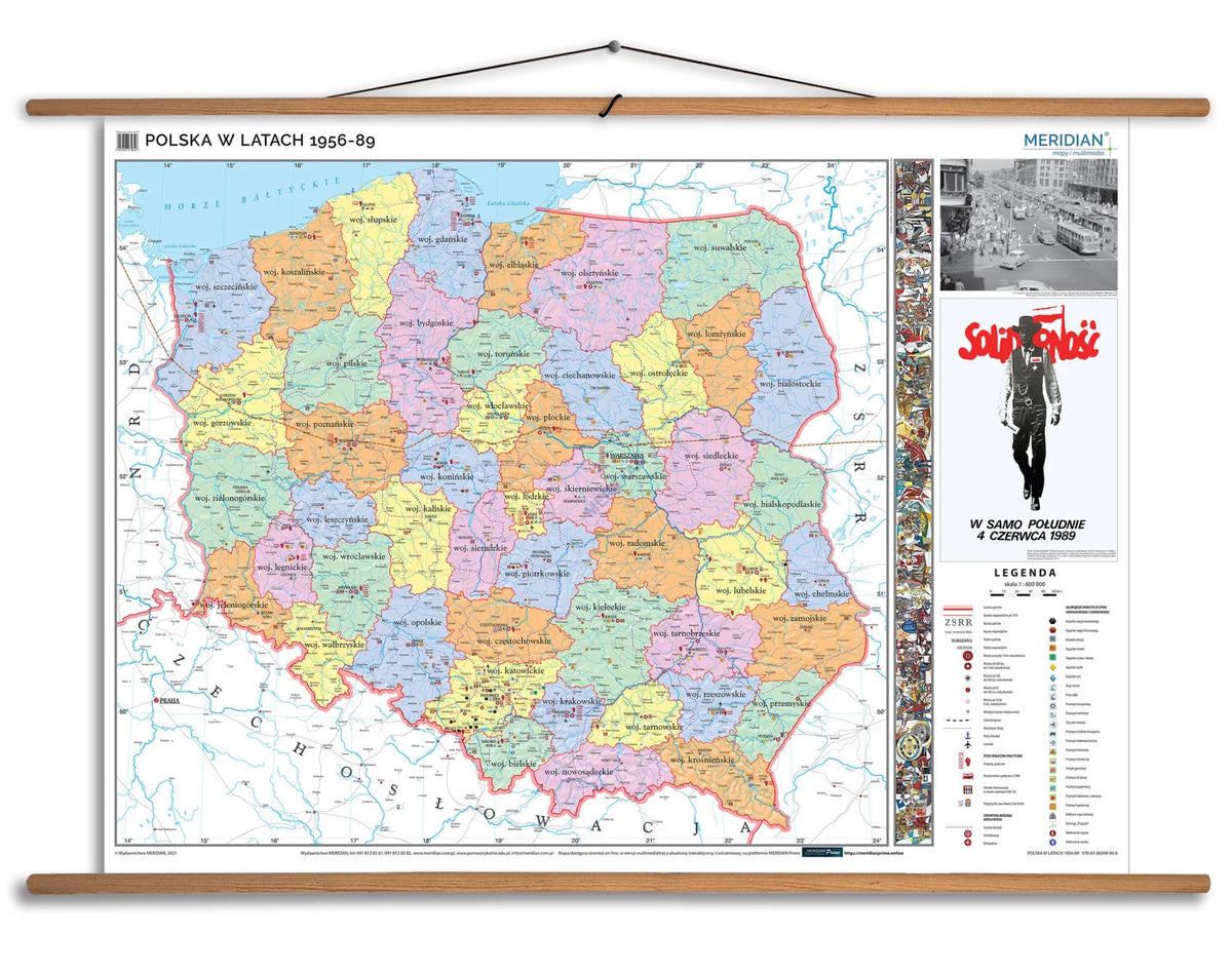 Polska w latach 1956-89 - mapa ścienna