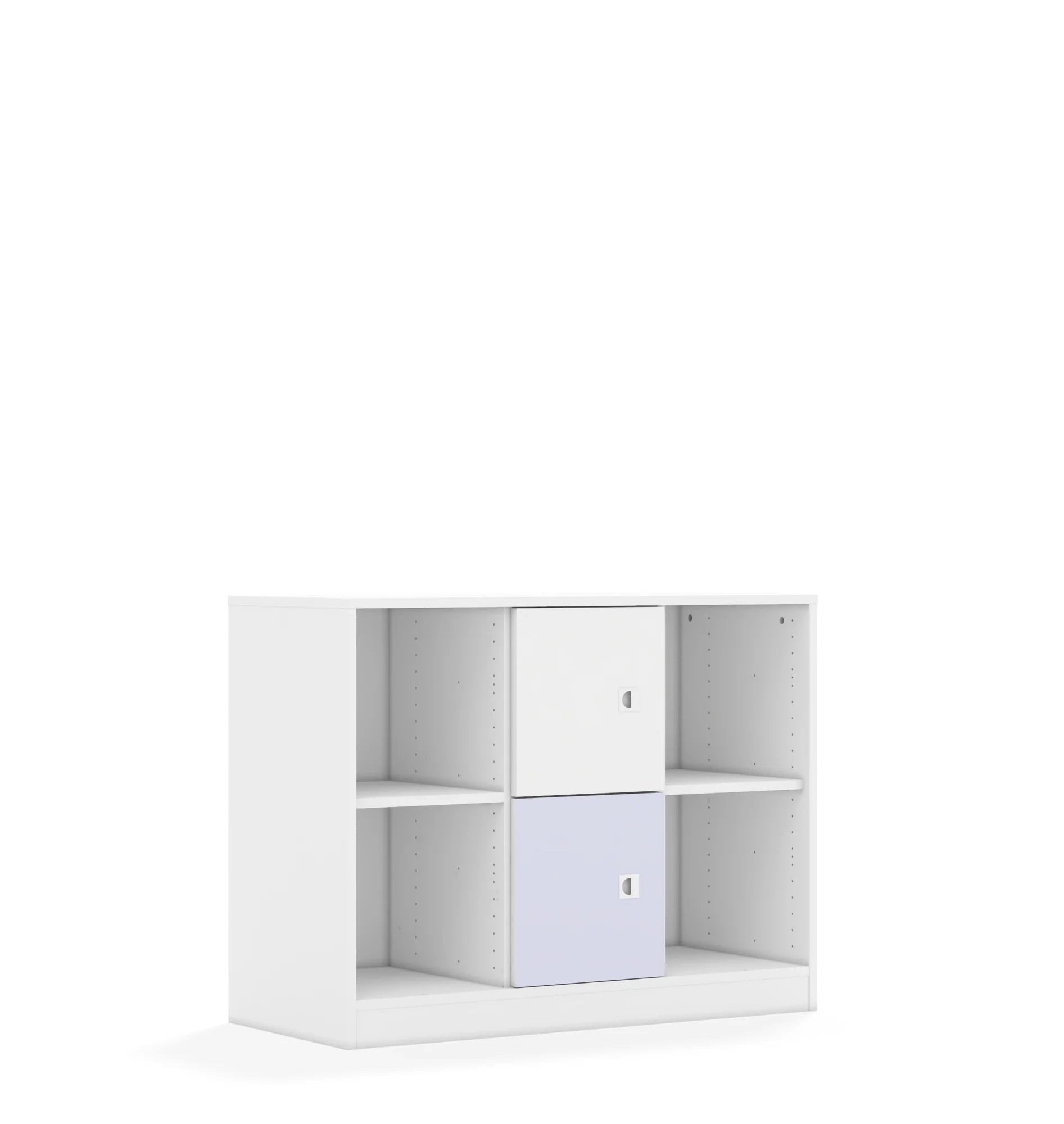Regał BLOX 110 2PP 2F1 1049x466x813 – biały / biały/pastelowy fioletowy