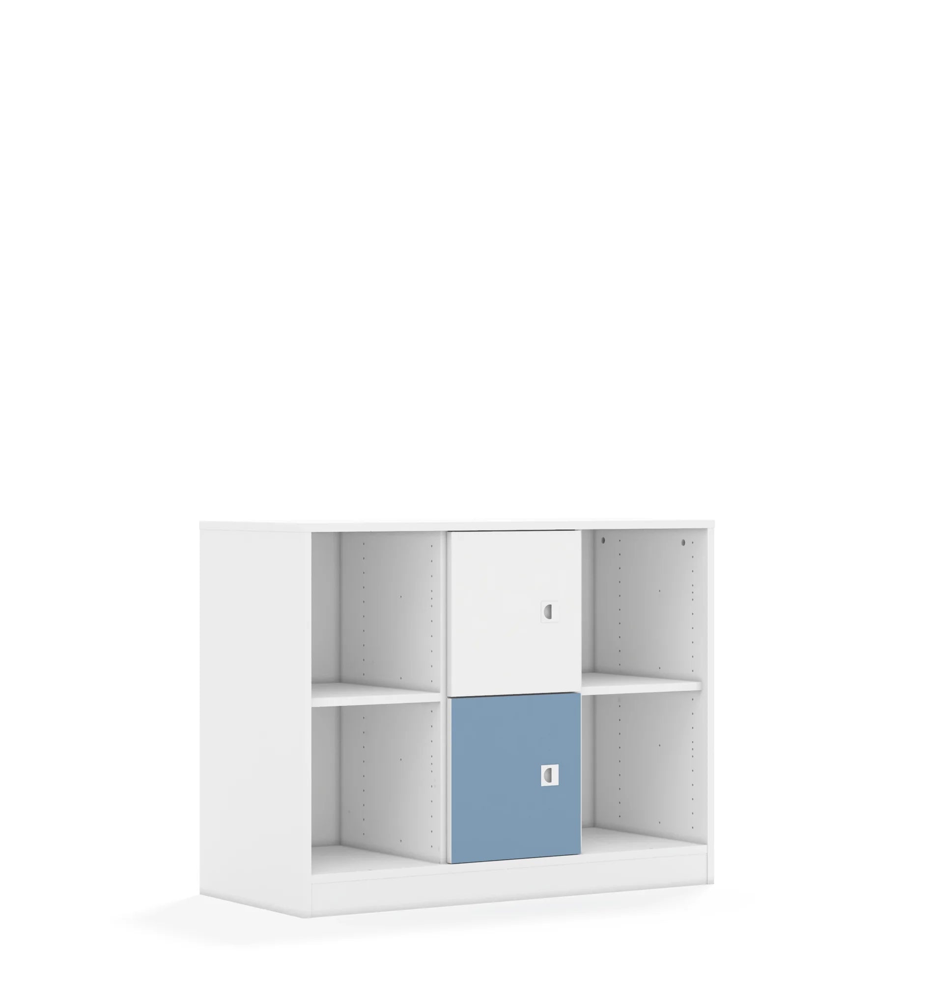 Regał BLOX 110 2PP 2F1 1049x466x813 – biały / biały/pastelowy niebieski