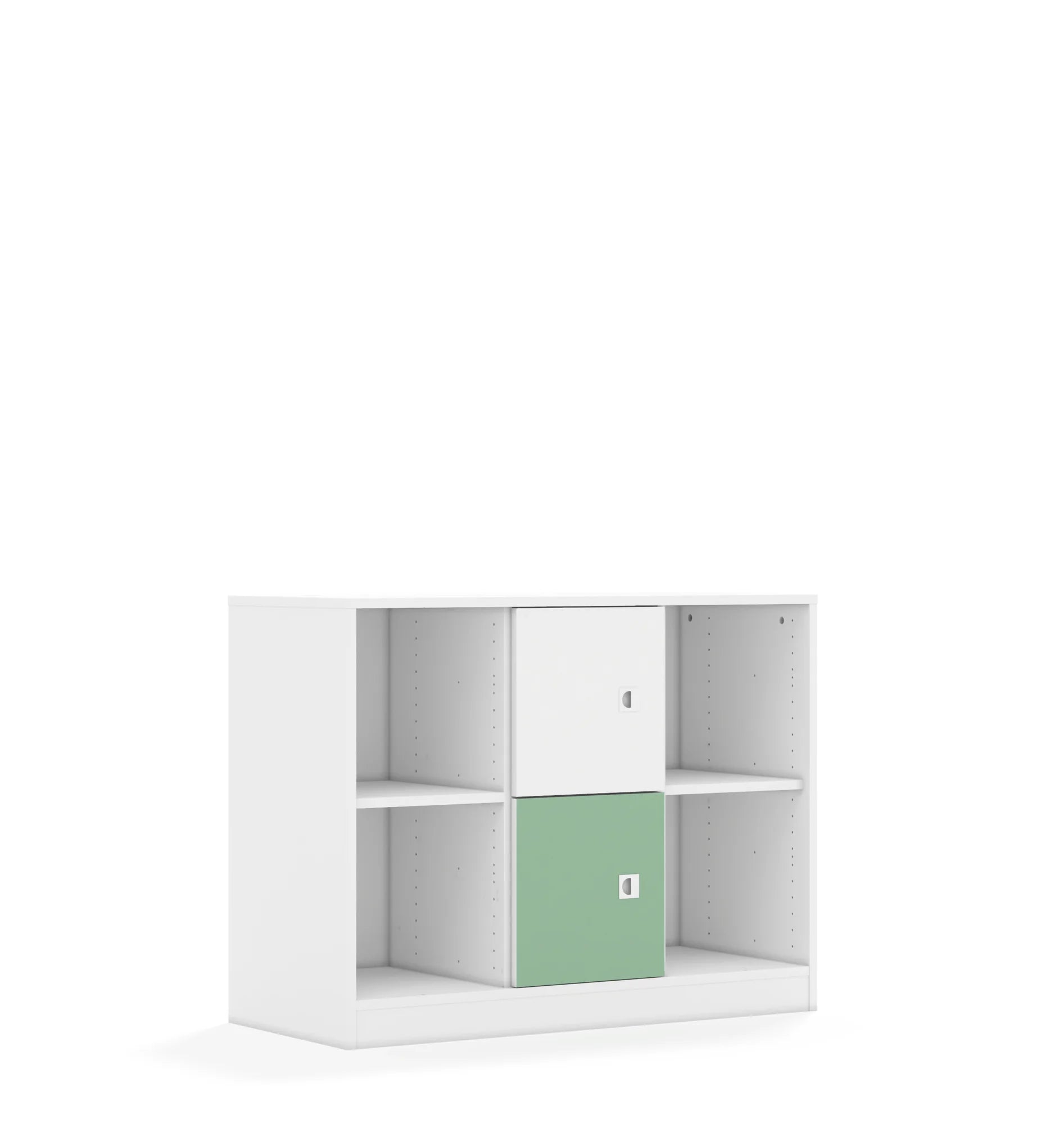 Regał BLOX 110 2PP 2F1 1049x466x813 – biały / biały/pastelowy zielony