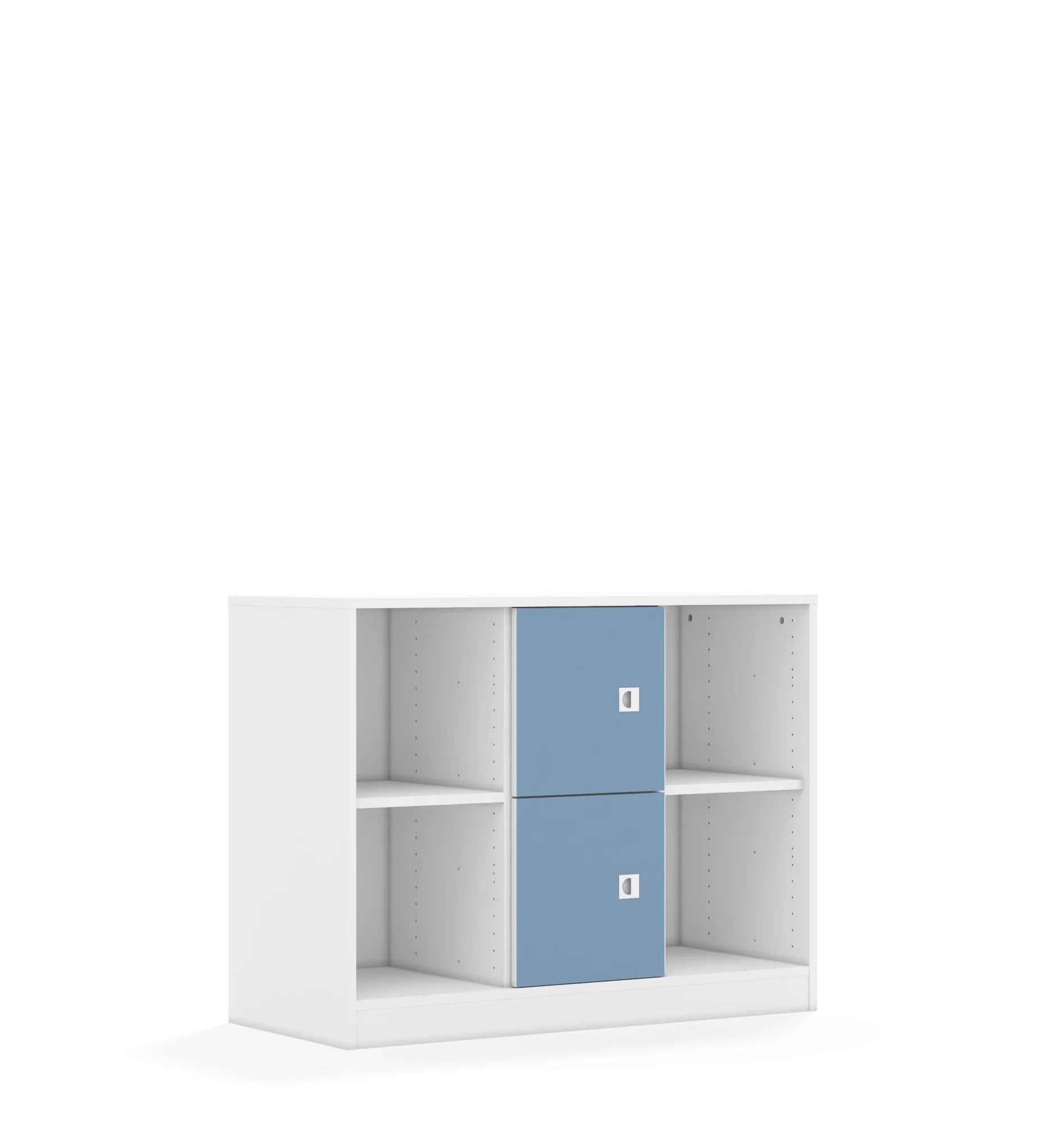 Regał BLOX 110 2PP 2F1 1049x466x813 – biały / pastelowy niebieski