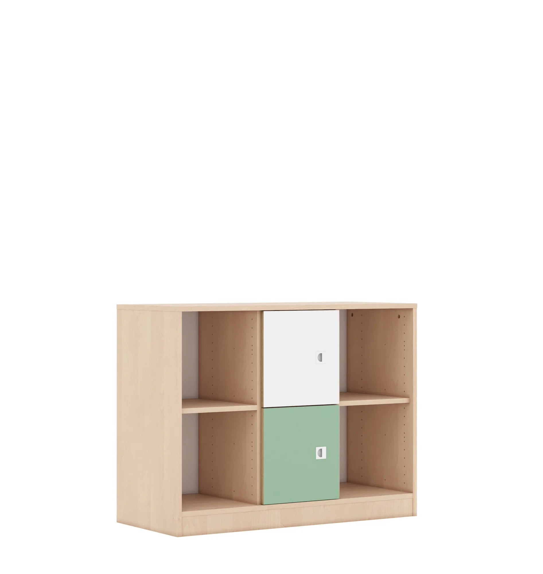 Regał BLOX 110 2PP 2F1 1049x466x813 – brzoza / biały/pastelowy zielony