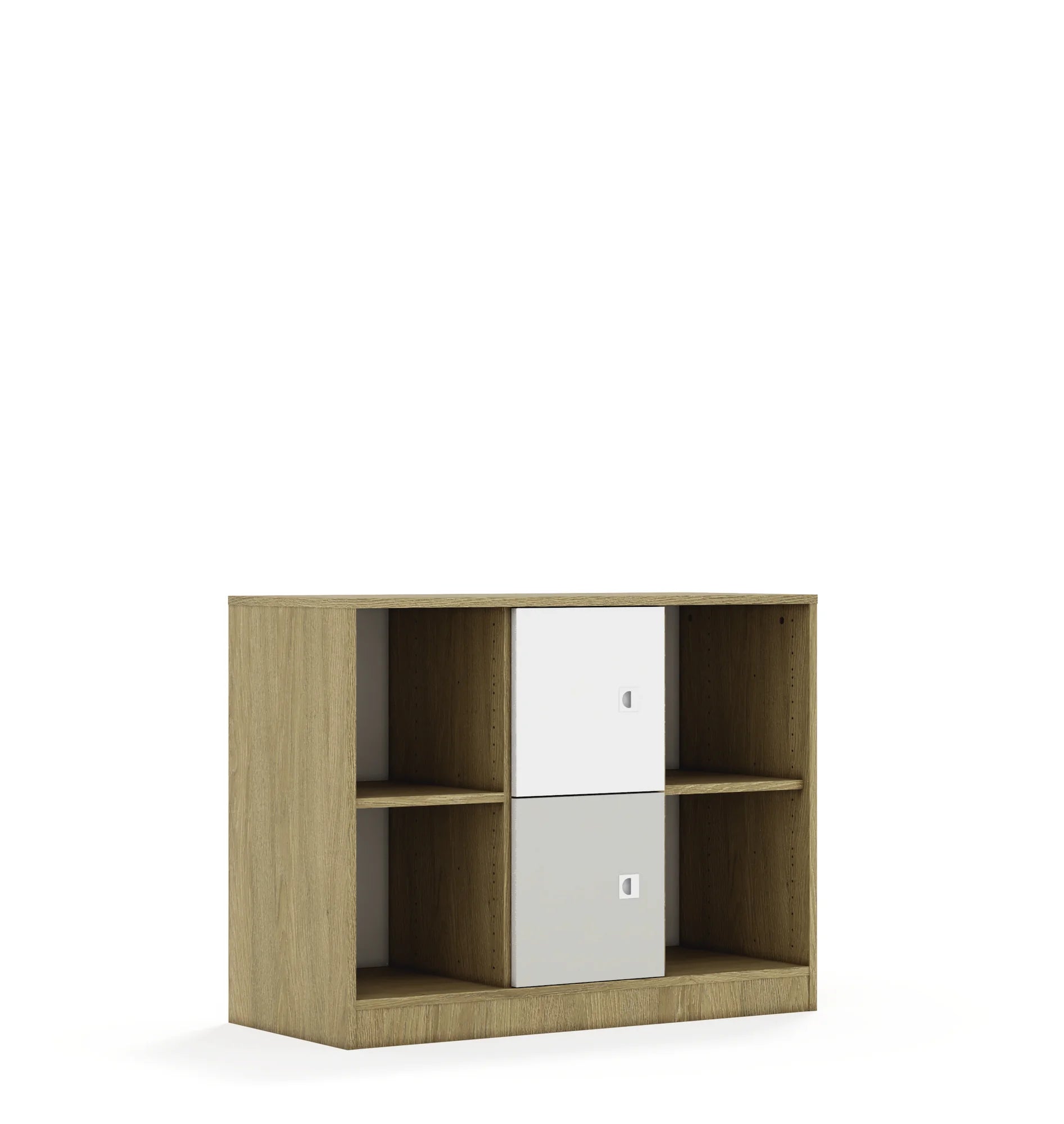 Regał BLOX 110 2PP 2F1 1049x466x813 – dąb / biały/jasny szary