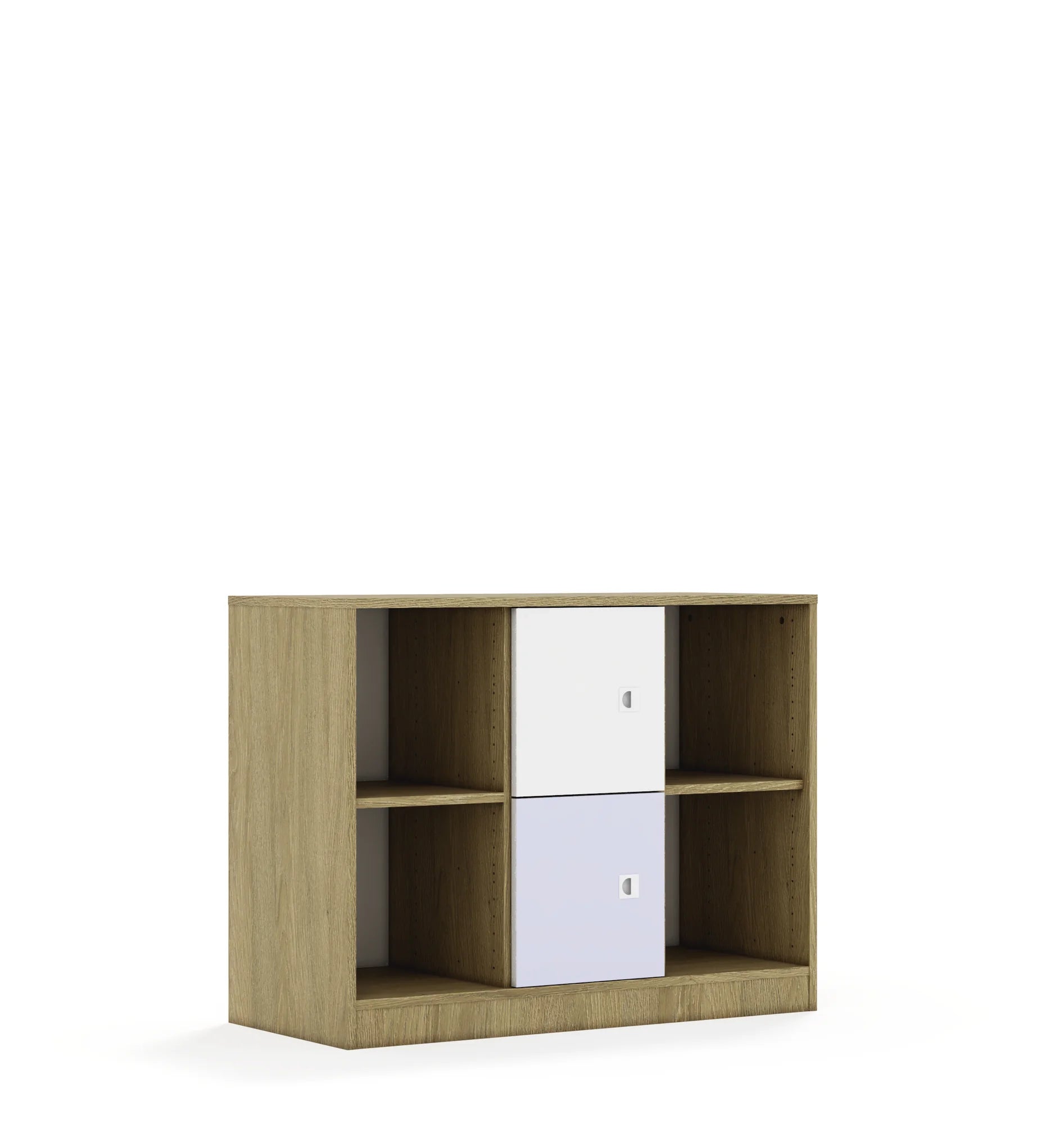 Regał BLOX 110 2PP 2F1 1049x466x813 – dąb / biały/pastelowy fioletowy