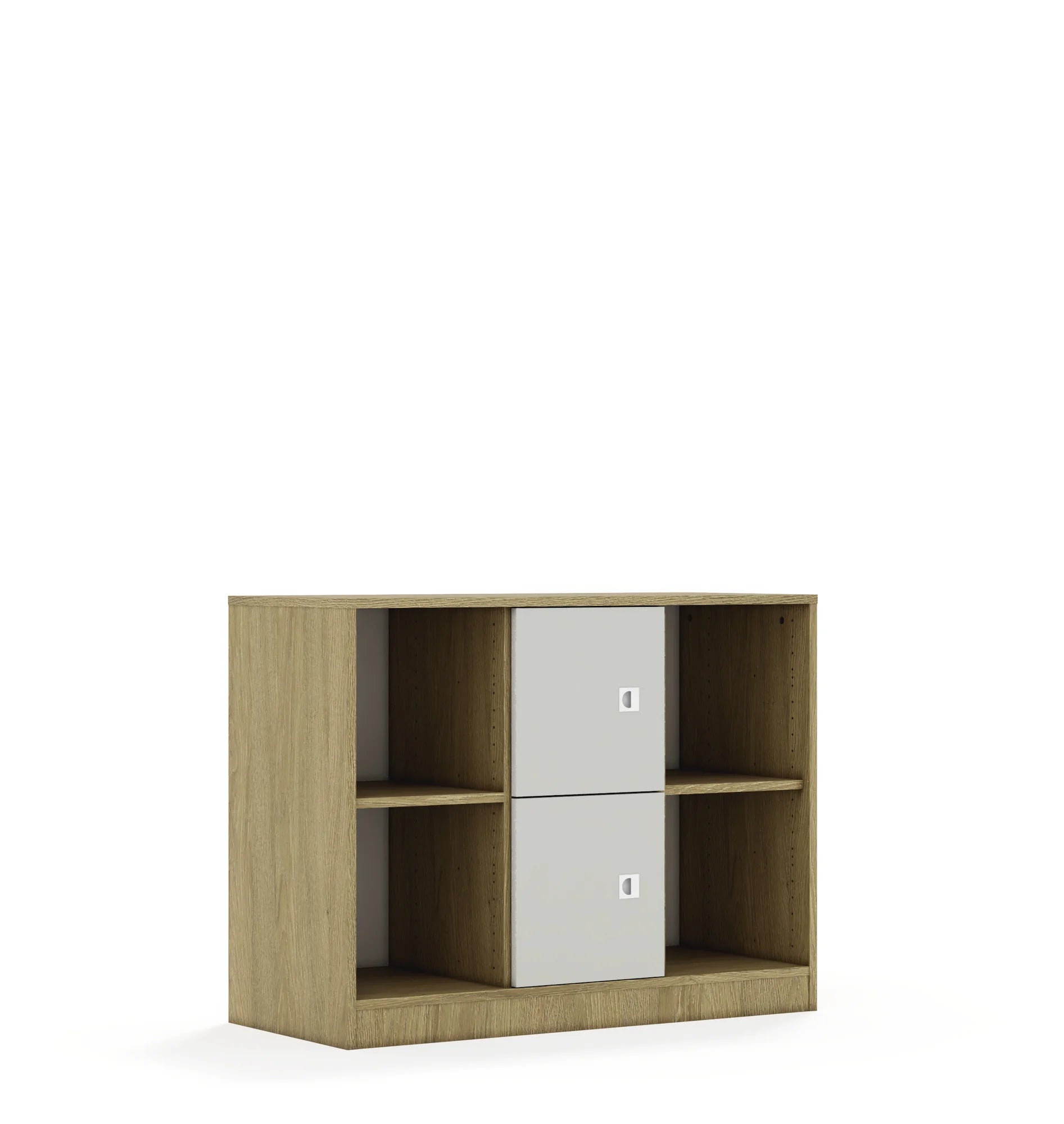 Regał BLOX 110 2PP 2F1 1049x466x813 – dąb / jasny szary