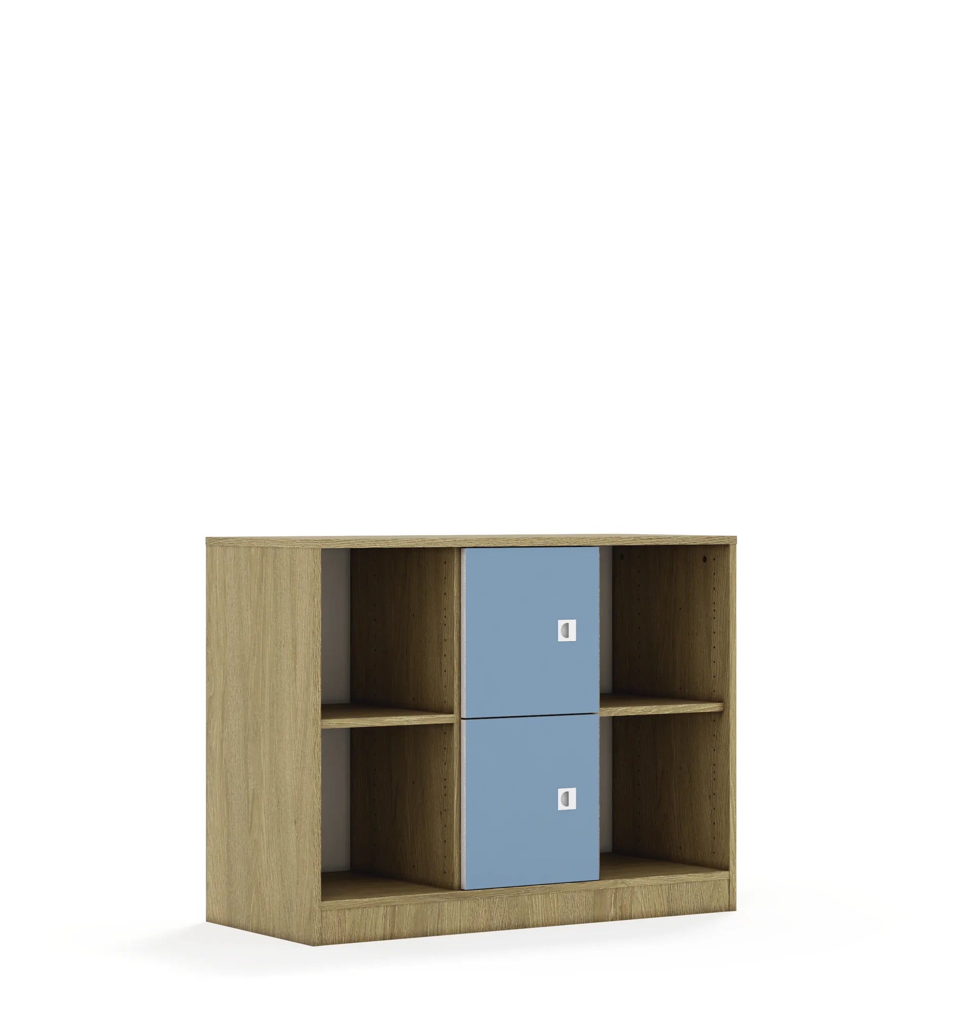 Regał BLOX 110 2PP 2F1 1049x466x813 – dąb / pastelowy niebieski