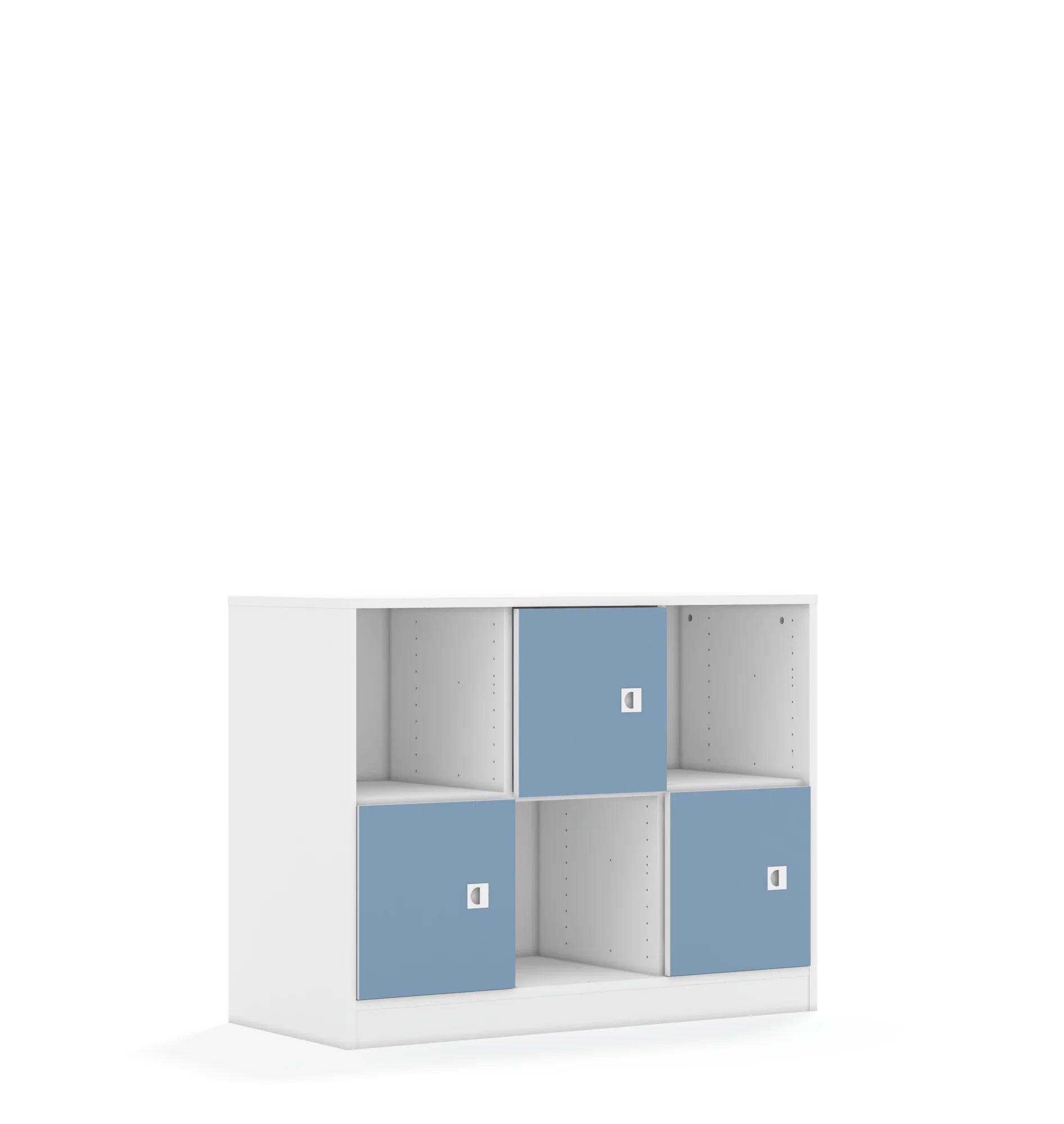 Regał BLOX 110 2PP 3F1 1049x466x813 – biały / pastelowy niebieski