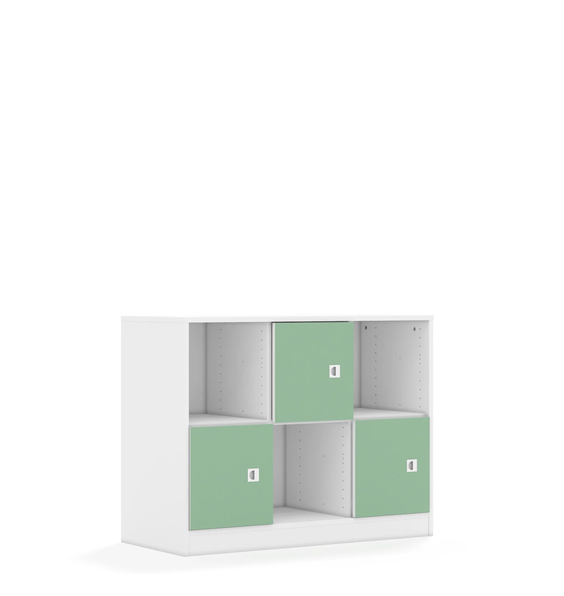 Regał BLOX 110 2PP 3F1 1049x466x813 – biały / pastelowy zielony