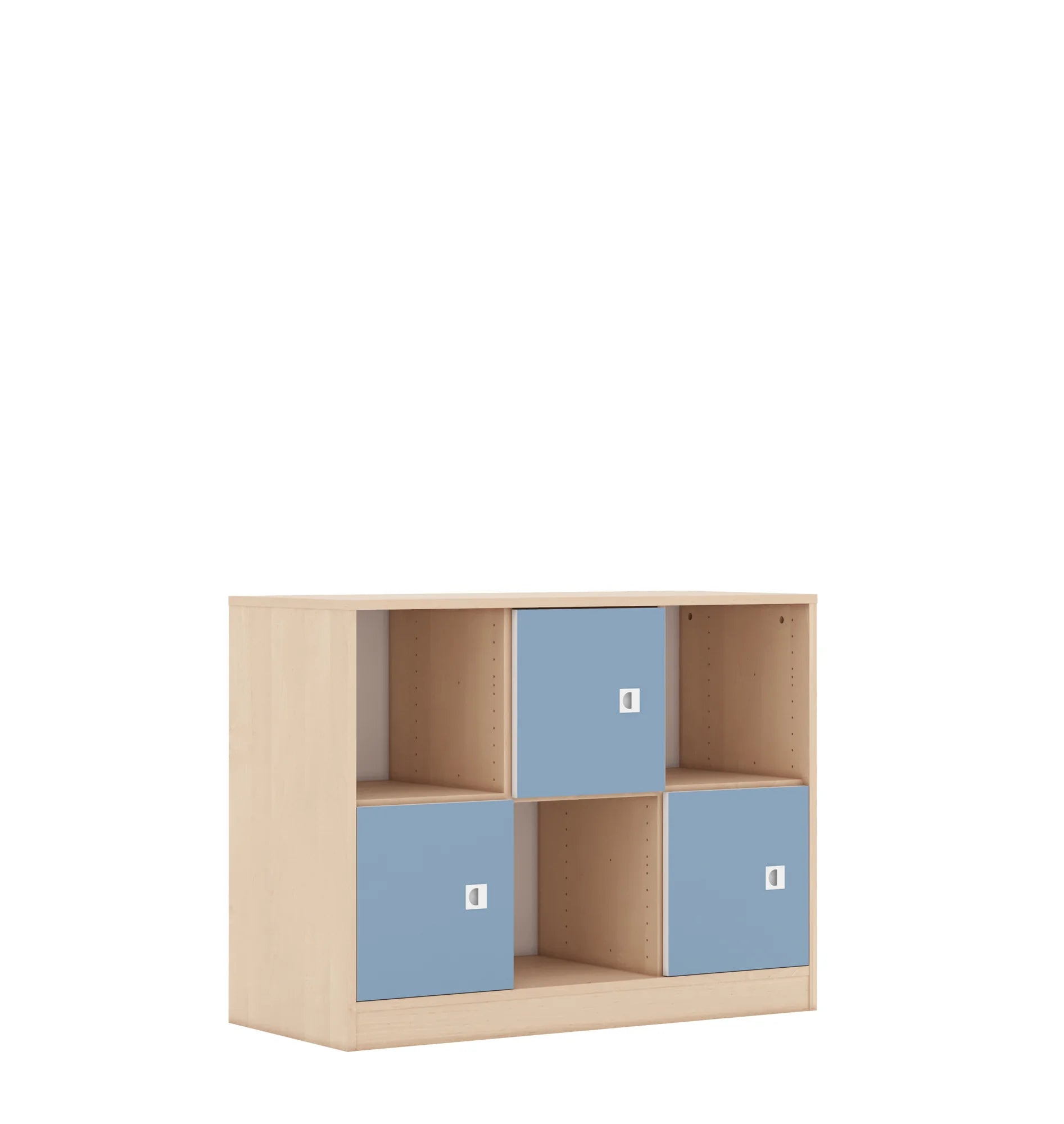 Regał BLOX 110 2PP 3F1 1049x466x813 – brzoza / pastelowy niebieski