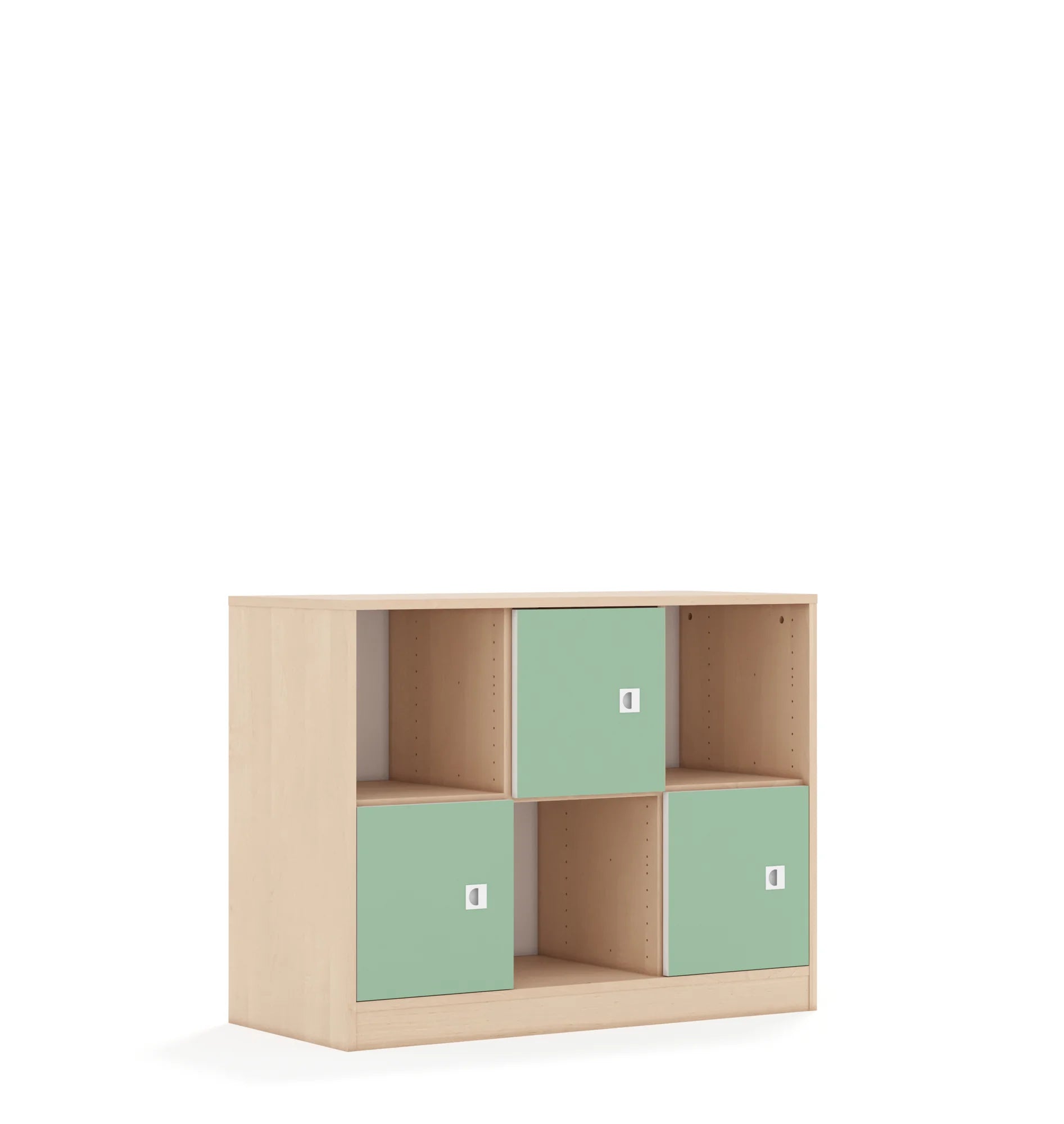 Regał BLOX 110 2PP 3F1 1049x466x813 – brzoza / pastelowy zielony