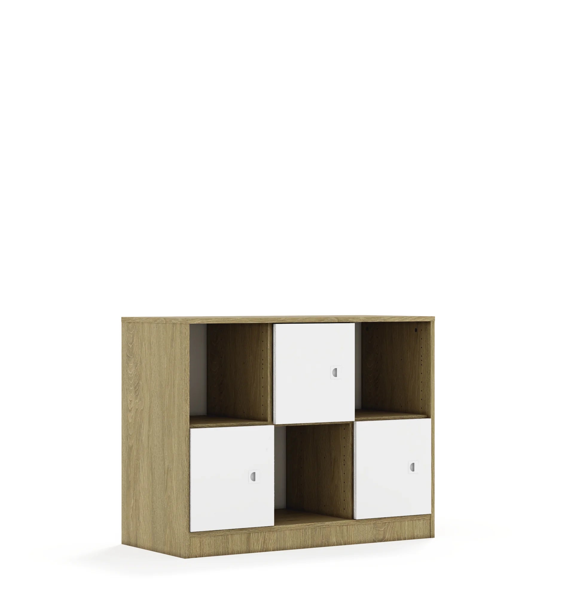 Regał BLOX 110 2PP 3F1 1049x466x813 – dąb / biały