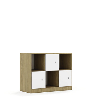 Regał BLOX 110 2PP 3F1 1049x466x813 – dąb / biały