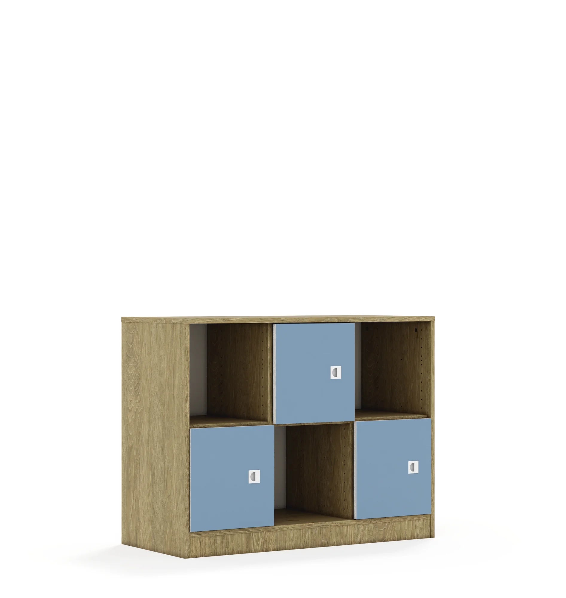 Regał BLOX 110 2PP 3F1 1049x466x813 – dąb / pastelowy niebieski