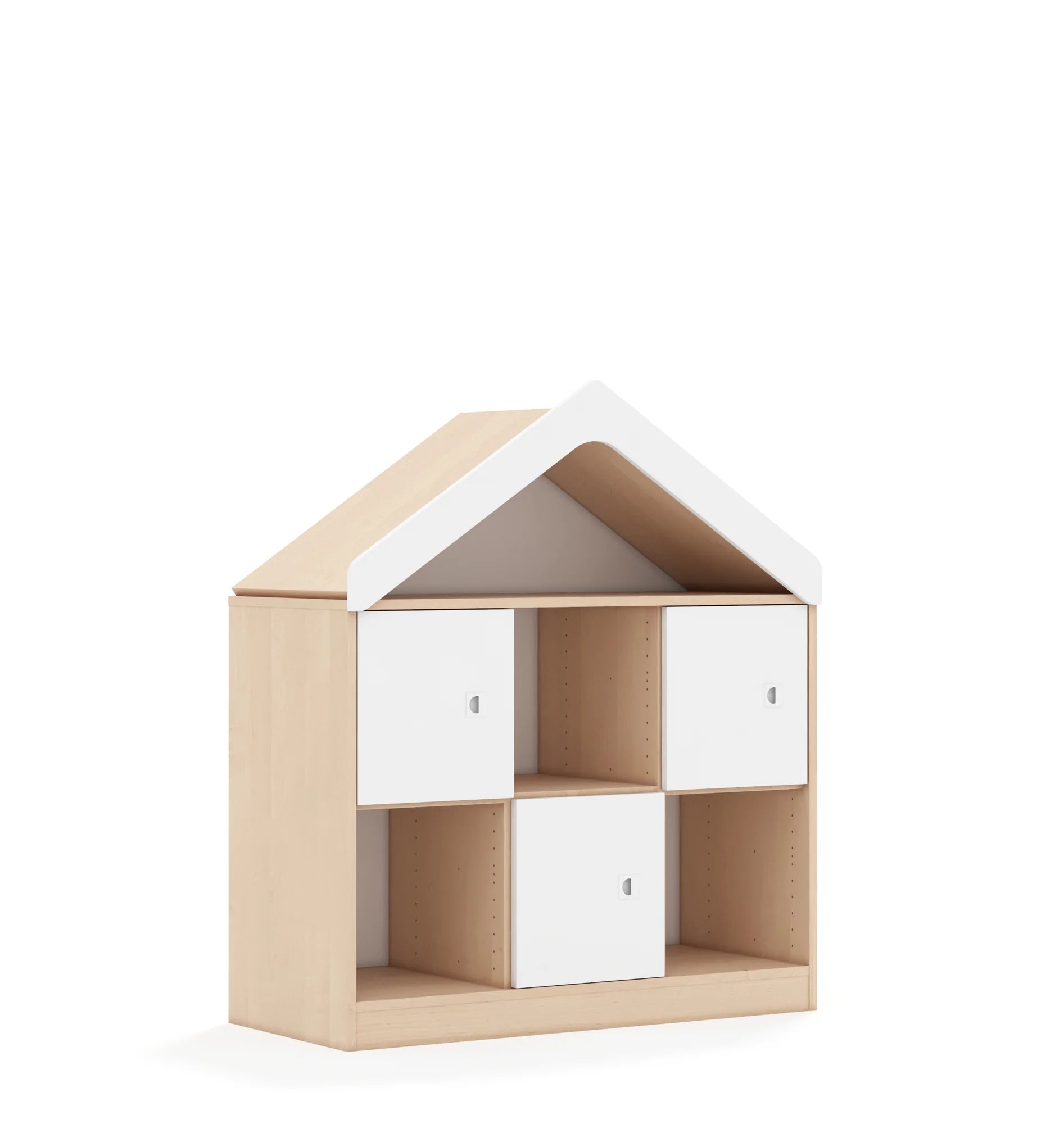 Regał BLOX 110 2PP 3F1 z daszkiem 1049x466x1223 – brzoza / biały