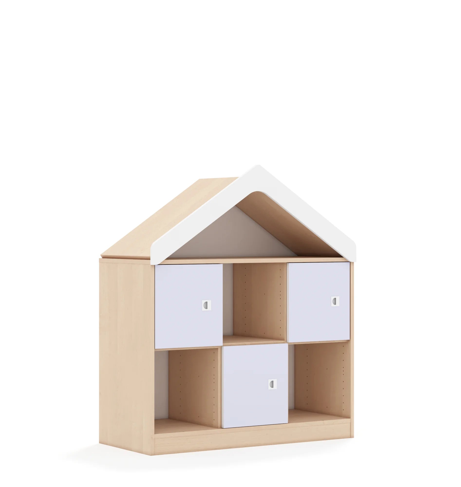 Regał BLOX 110 2PP 3F1 z daszkiem 1049x466x1223 – brzoza / pastelowy fioletowy