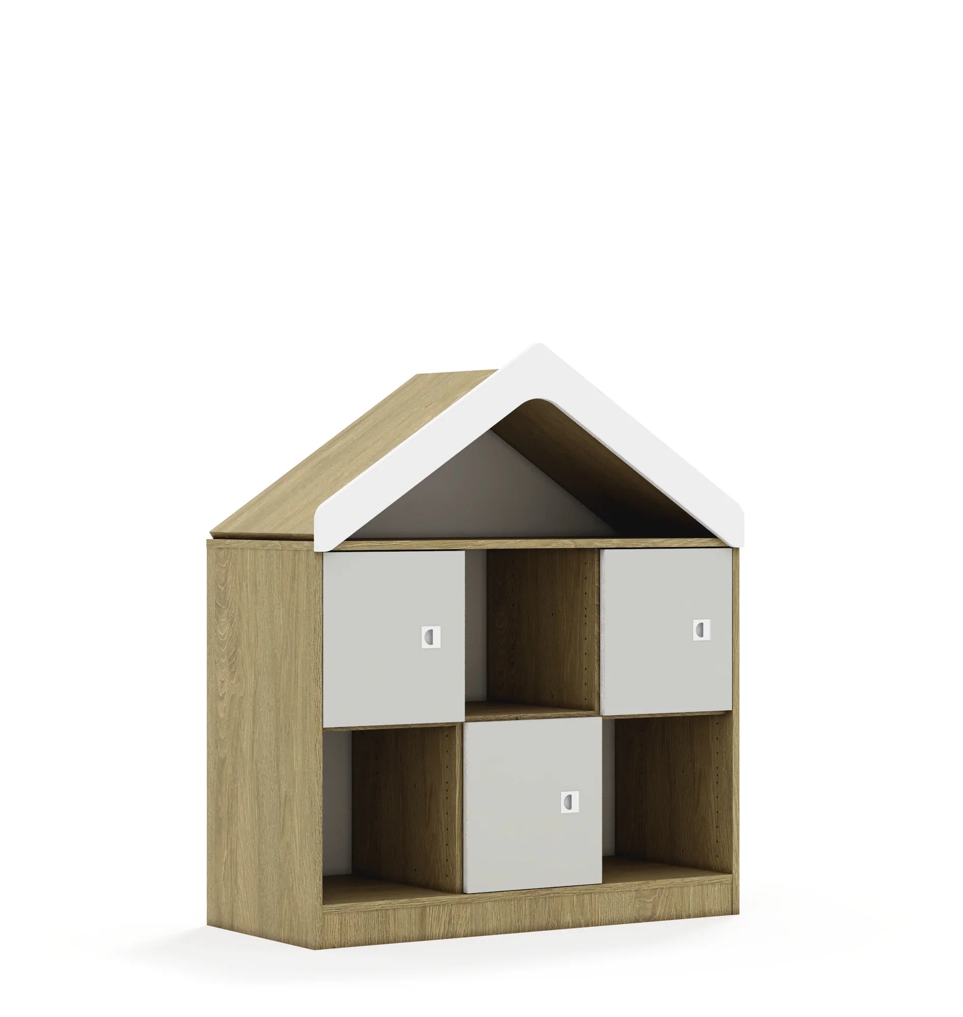 Regał BLOX 110 2PP 3F1 z daszkiem 1049x466x1223 – dąb / jasny szary