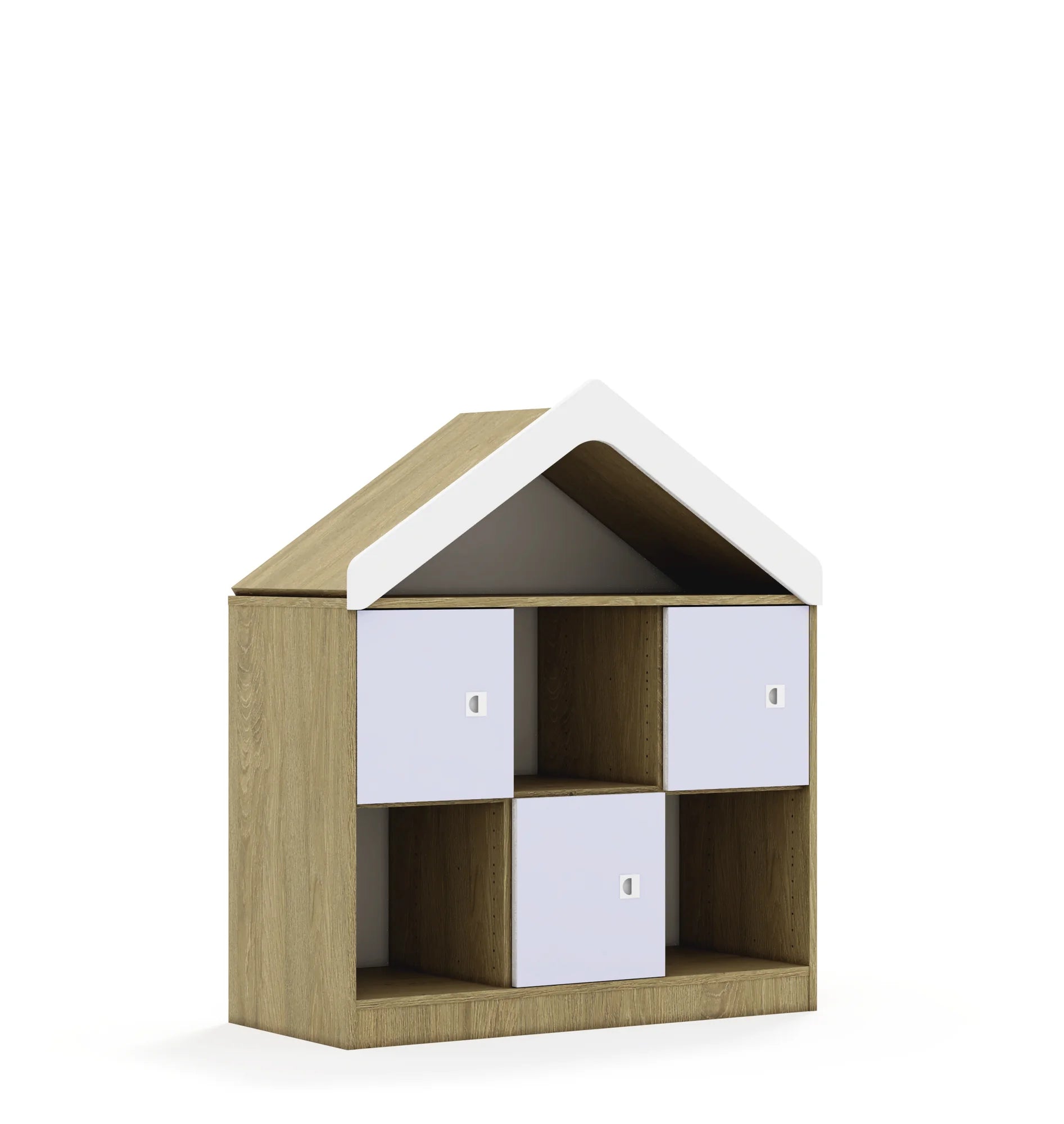 Regał BLOX 110 2PP 3F1 z daszkiem 1049x466x1223 – dąb / pastelowy fioletowy