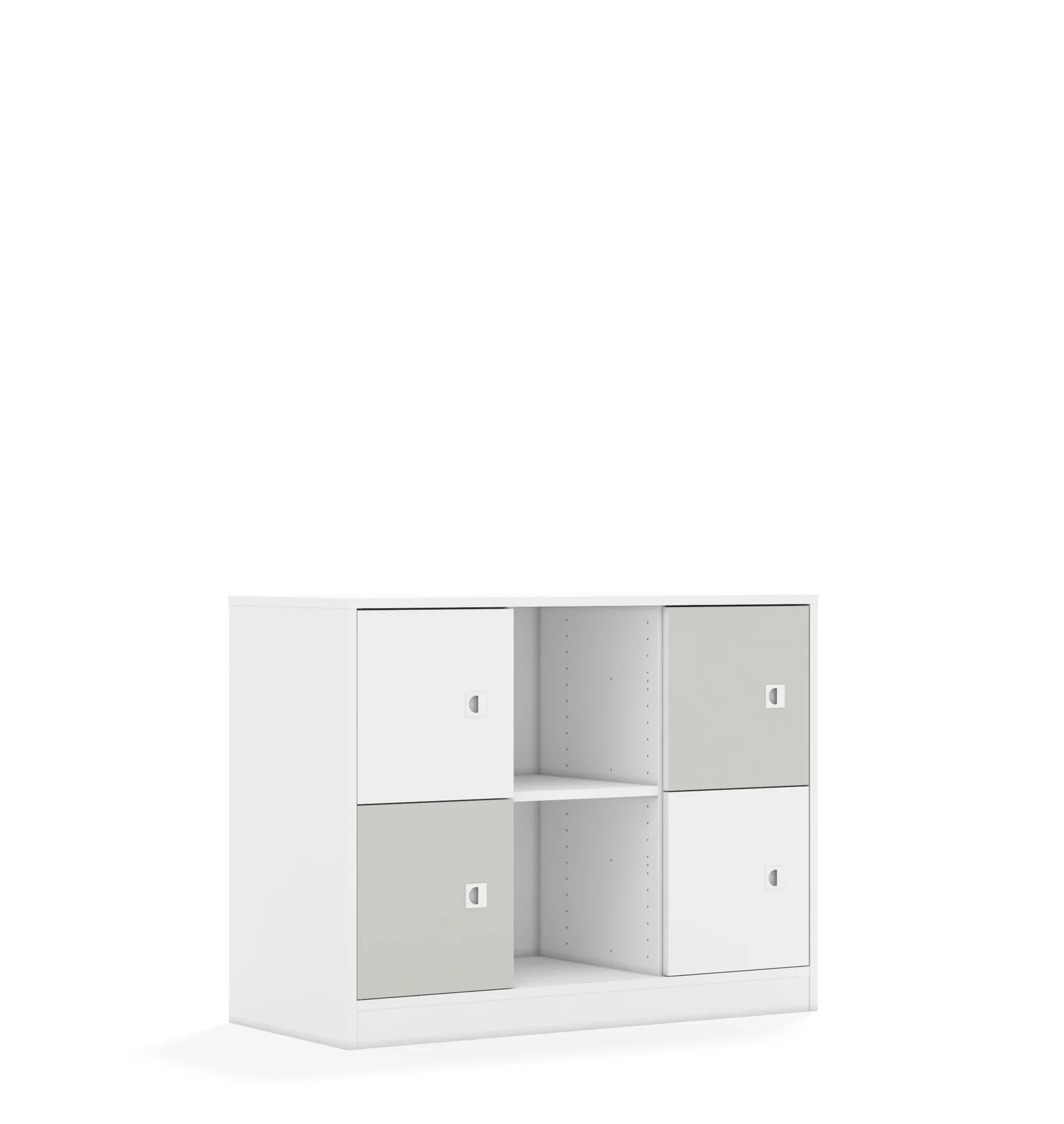 Regał BLOX 110 2PP 4F1 1049x466x813 – biały / biały/jasny szary