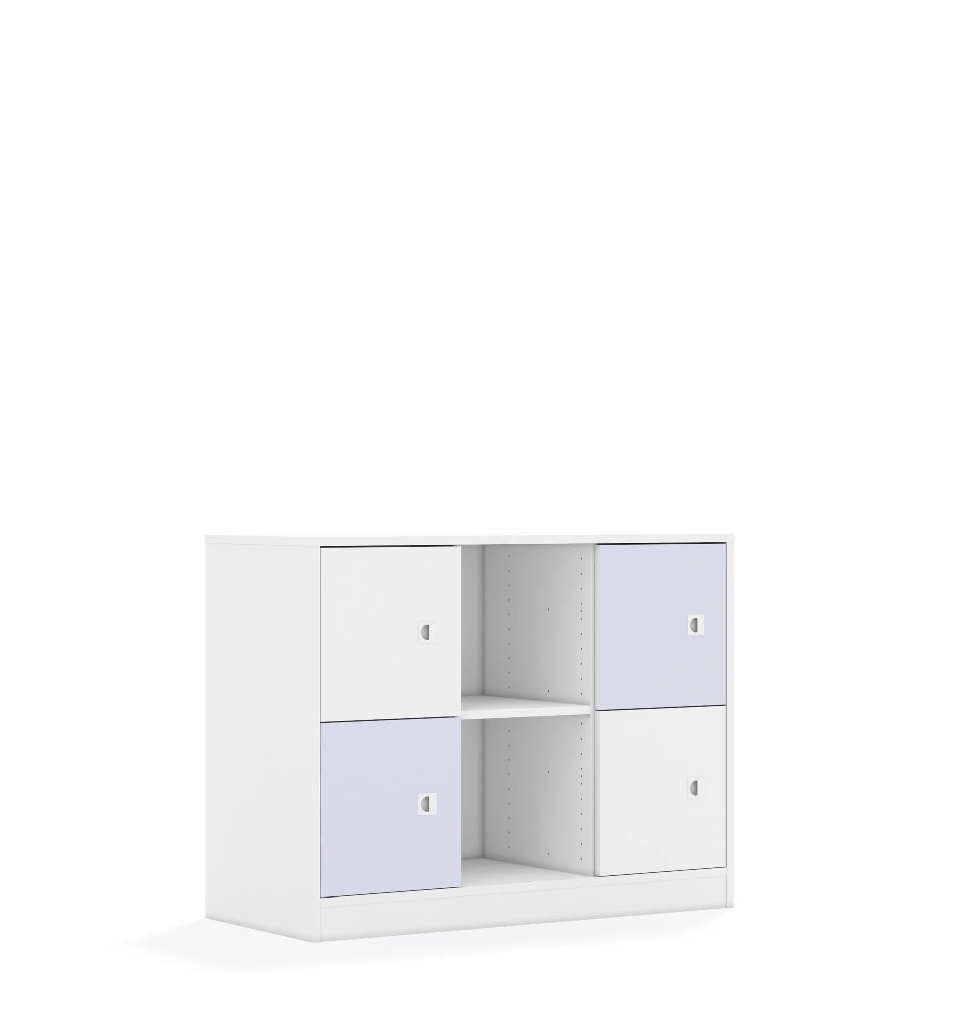 Regał BLOX 110 2PP 4F1 1049x466x813 – biały / biały/pastelowy fioletowy