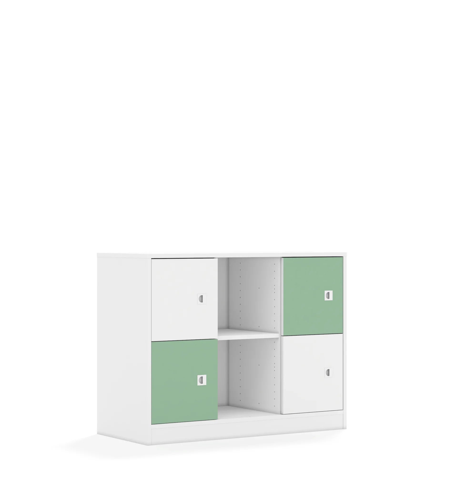 Regał BLOX 110 2PP 4F1 1049x466x813 – biały / biały/pastelowy zielony