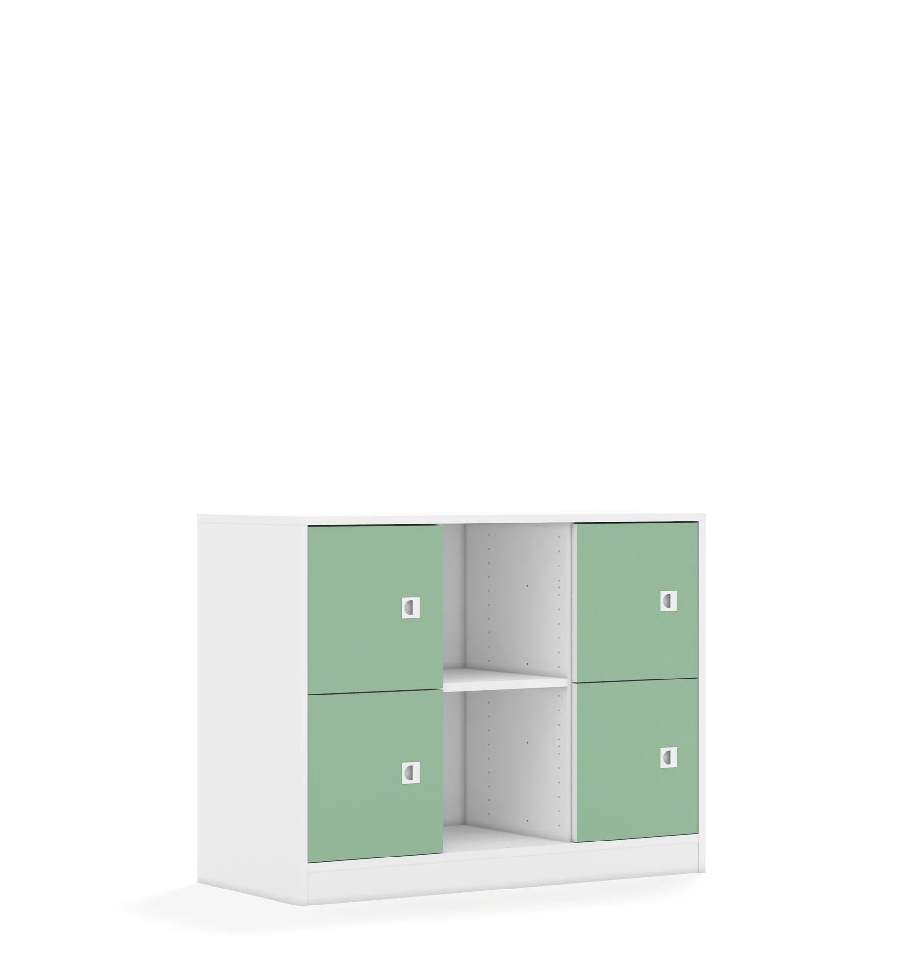 Regał BLOX 110 2PP 4F1 1049x466x813 – biały / pastelowy zielony