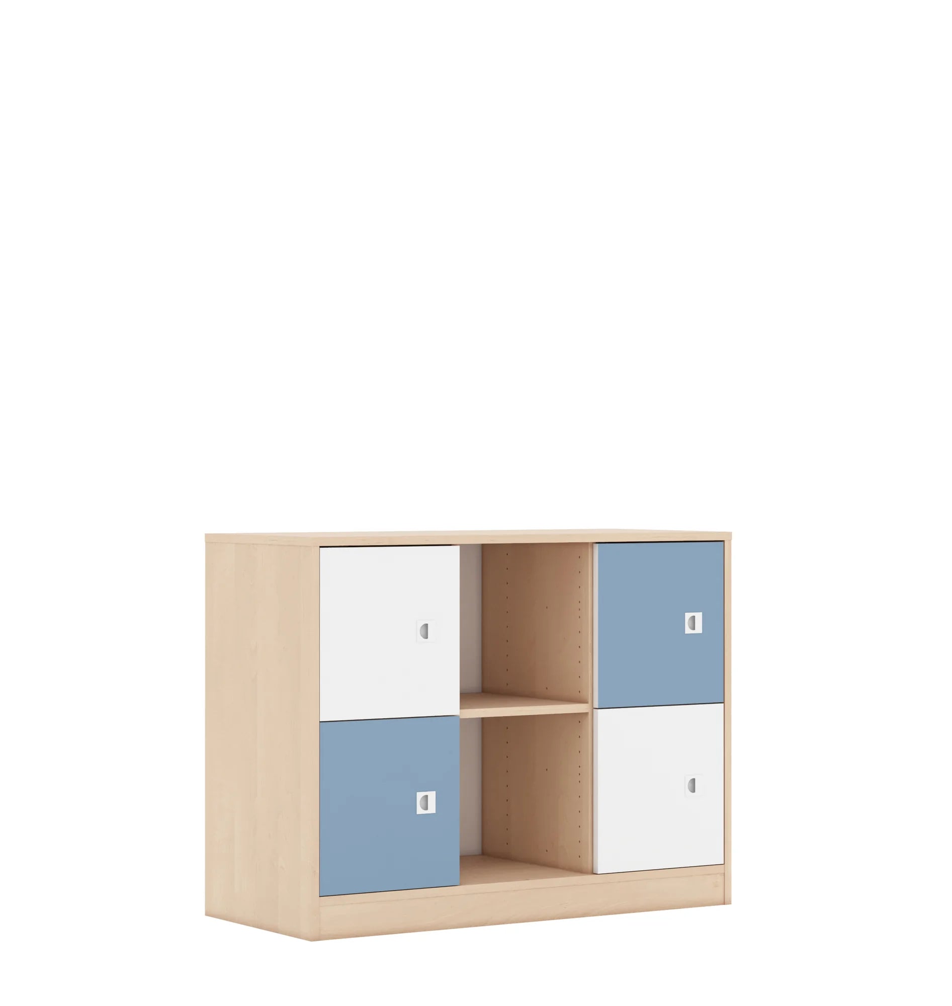 Regał BLOX 110 2PP 4F1 1049x466x813 – brzoza / biały/pastelowy niebieski
