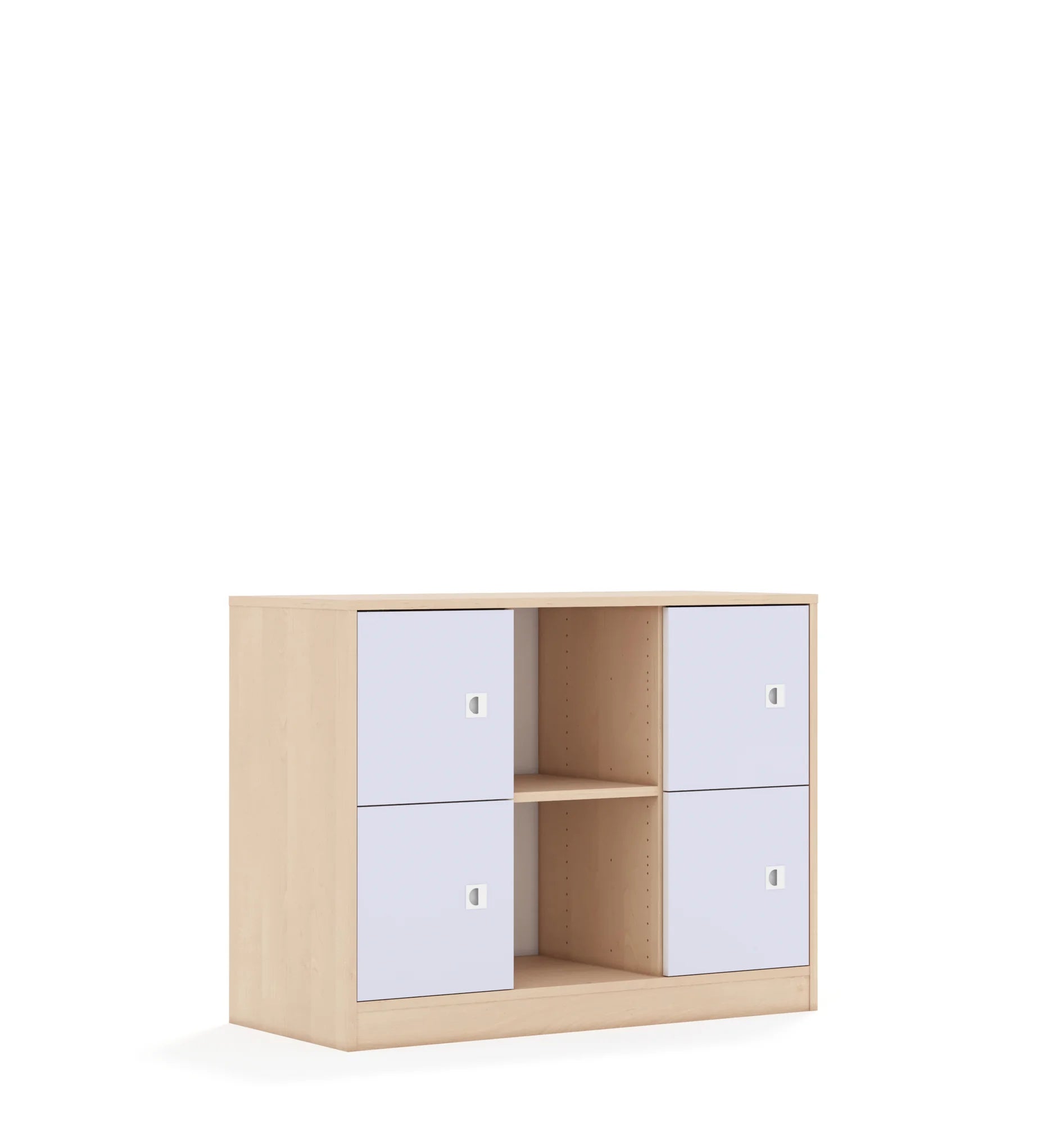 Regał BLOX 110 2PP 4F1 1049x466x813 – brzoza / pastelowy fioletowy