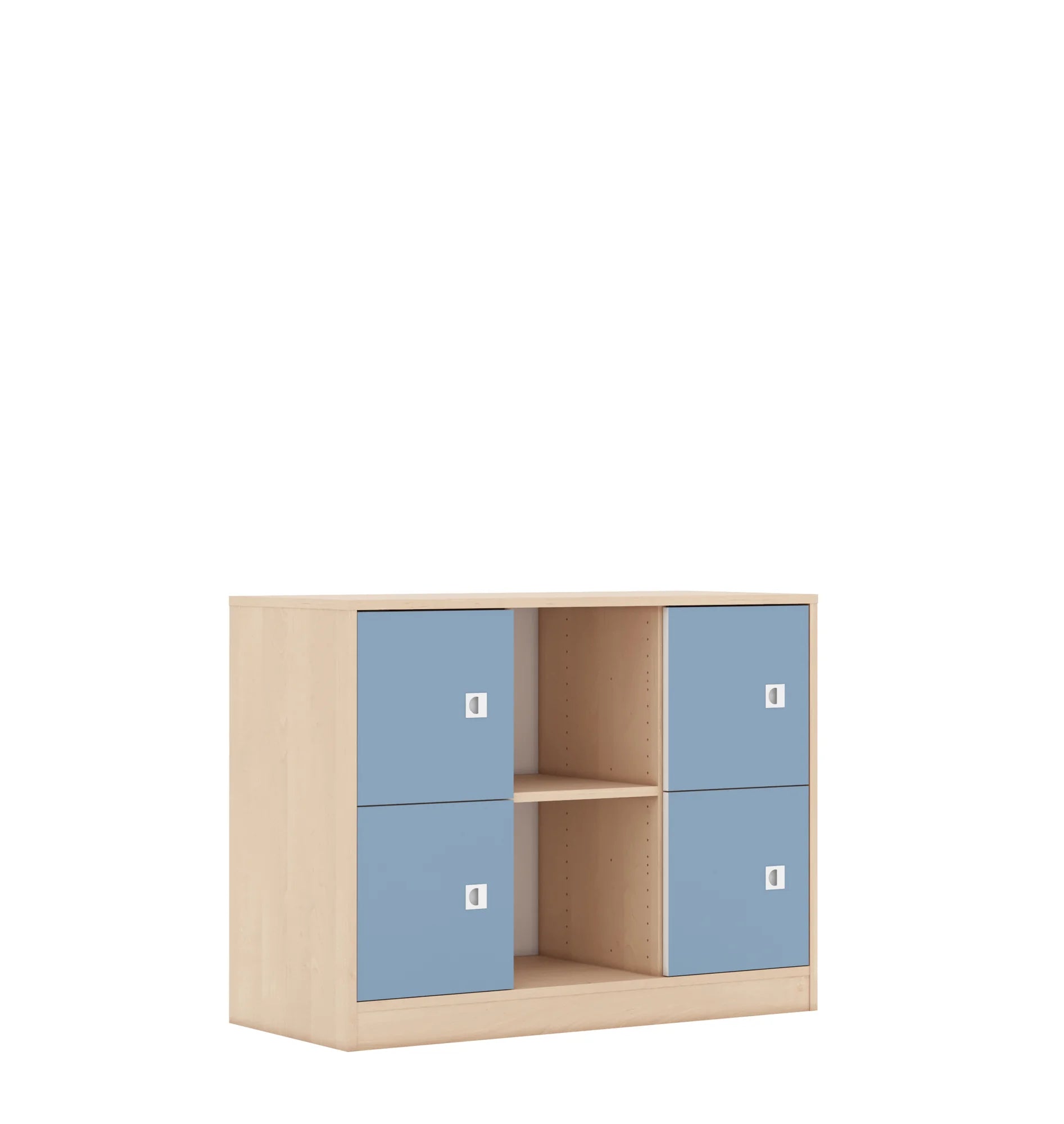 Regał BLOX 110 2PP 4F1 1049x466x813 – brzoza / pastelowy niebieski