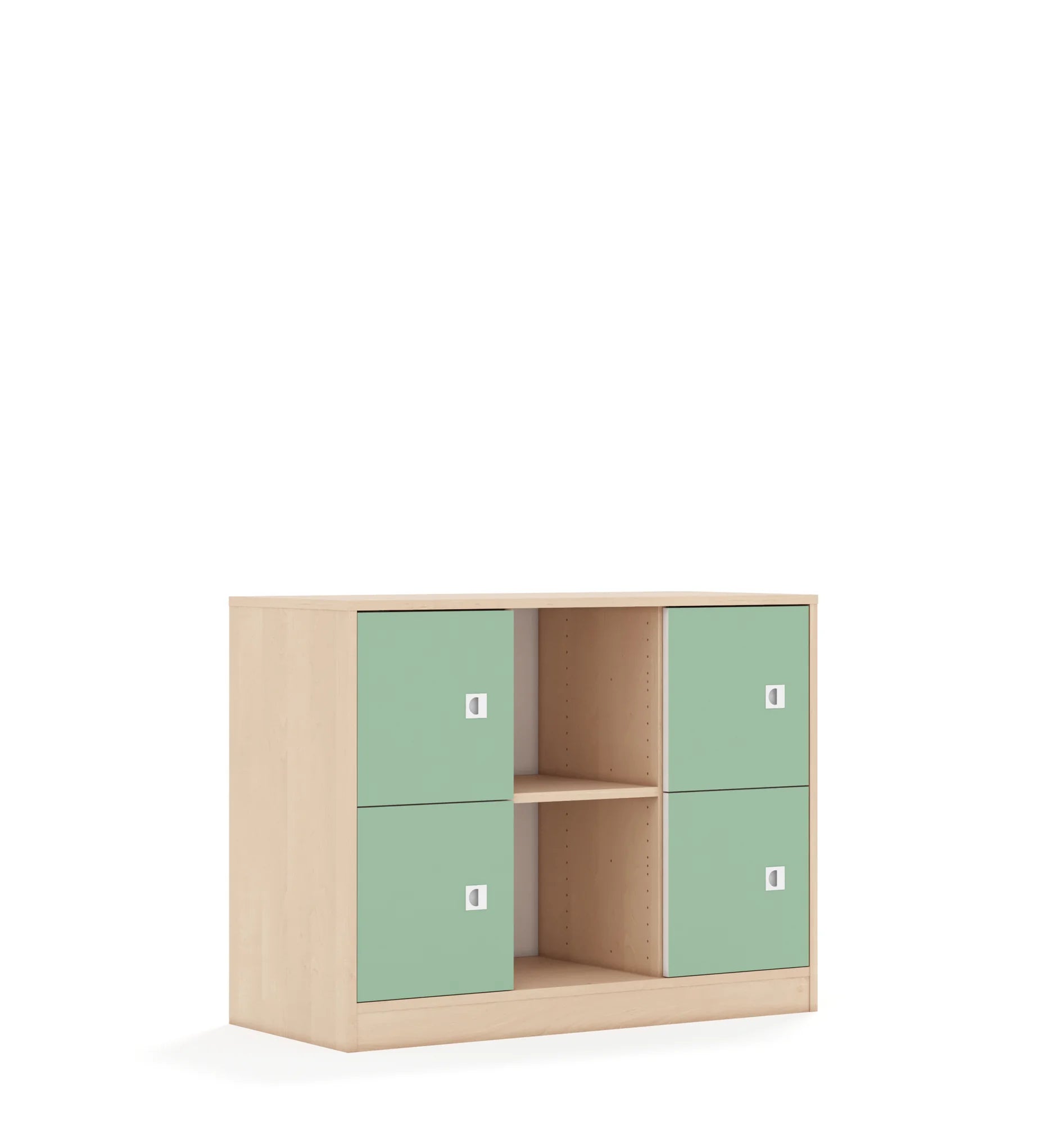 Regał BLOX 110 2PP 4F1 1049x466x813 – brzoza / pastelowy zielony