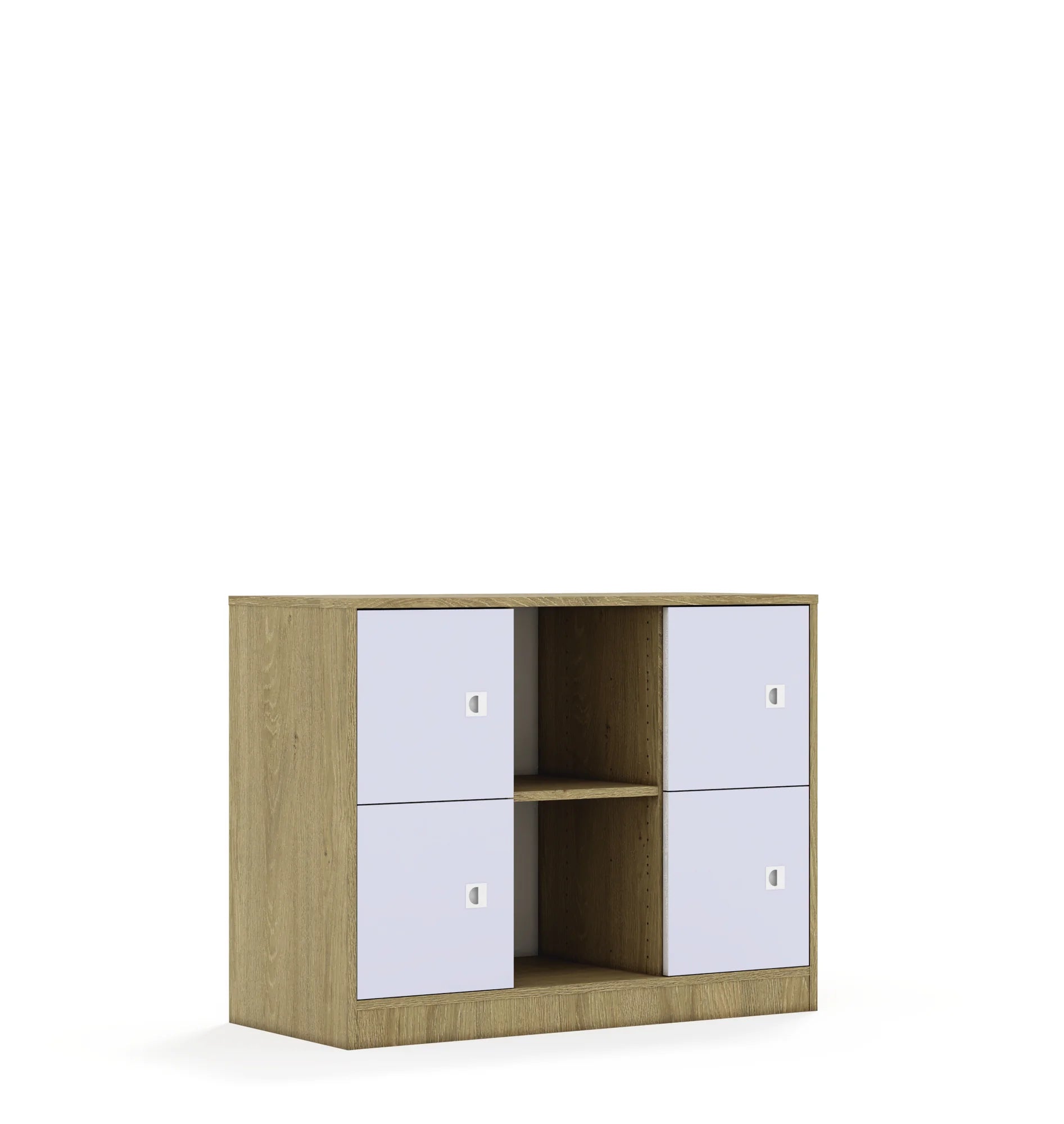 Regał BLOX 110 2PP 4F1 1049x466x813 – dąb / pastelowy fioletowy