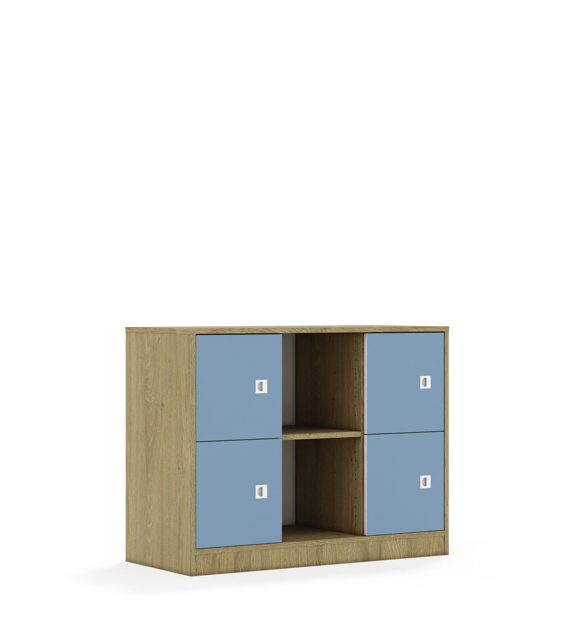 Regał BLOX 110 2PP 4F1 1049x466x813 – dąb / pastelowy niebieski