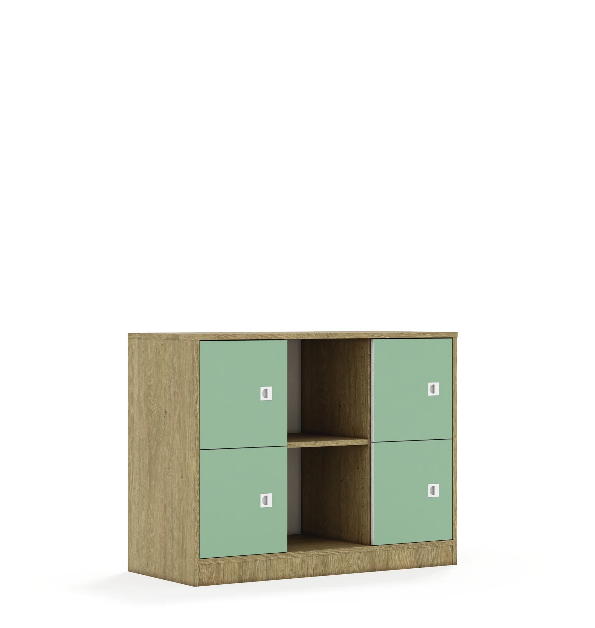 Regał BLOX 110 2PP 4F1 1049x466x813 – dąb / pastelowy zielony