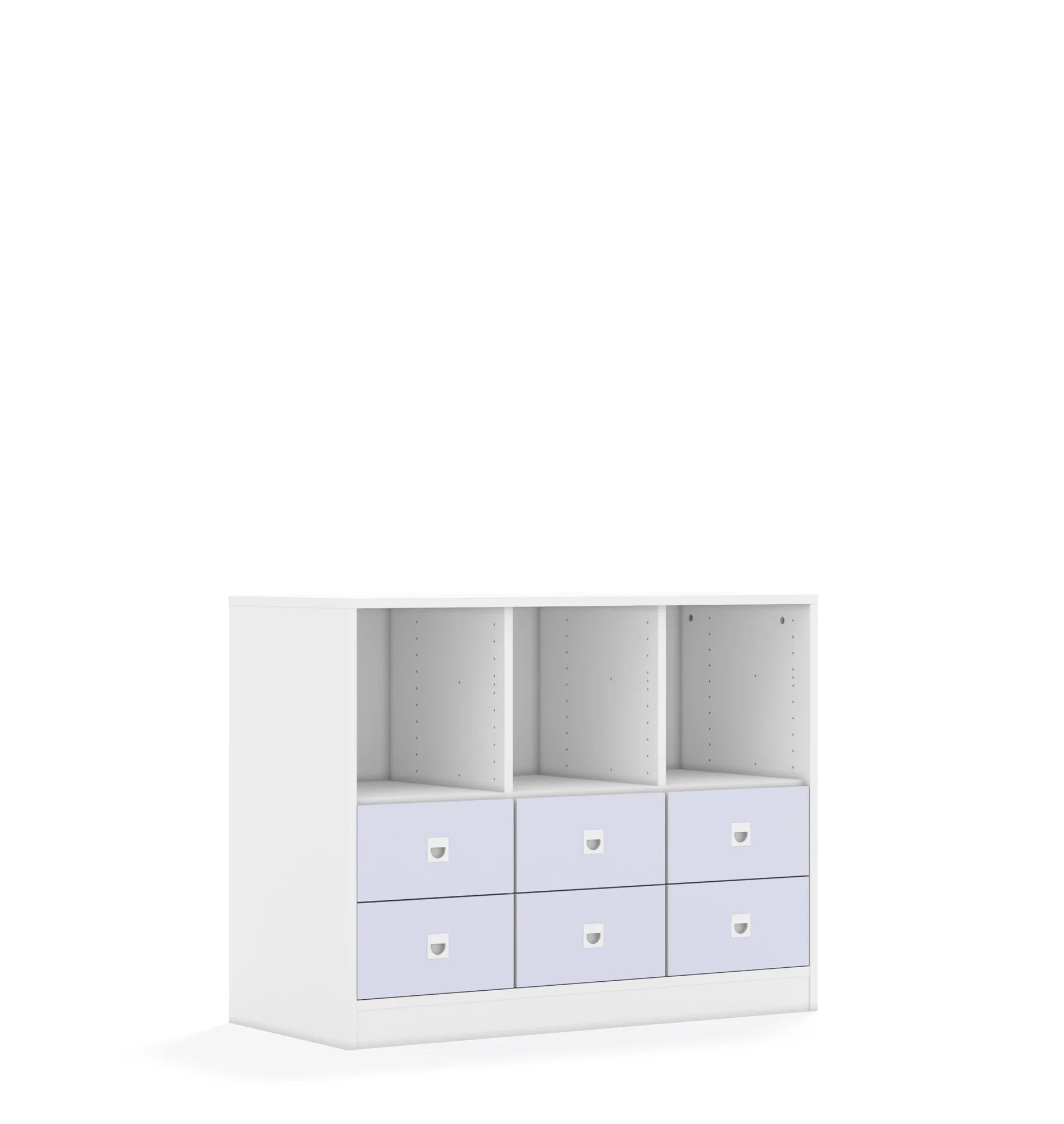 Regał BLOX 110 2PP 4SB 2SS 1049x466x813 – biały / pastelowy fioletowy