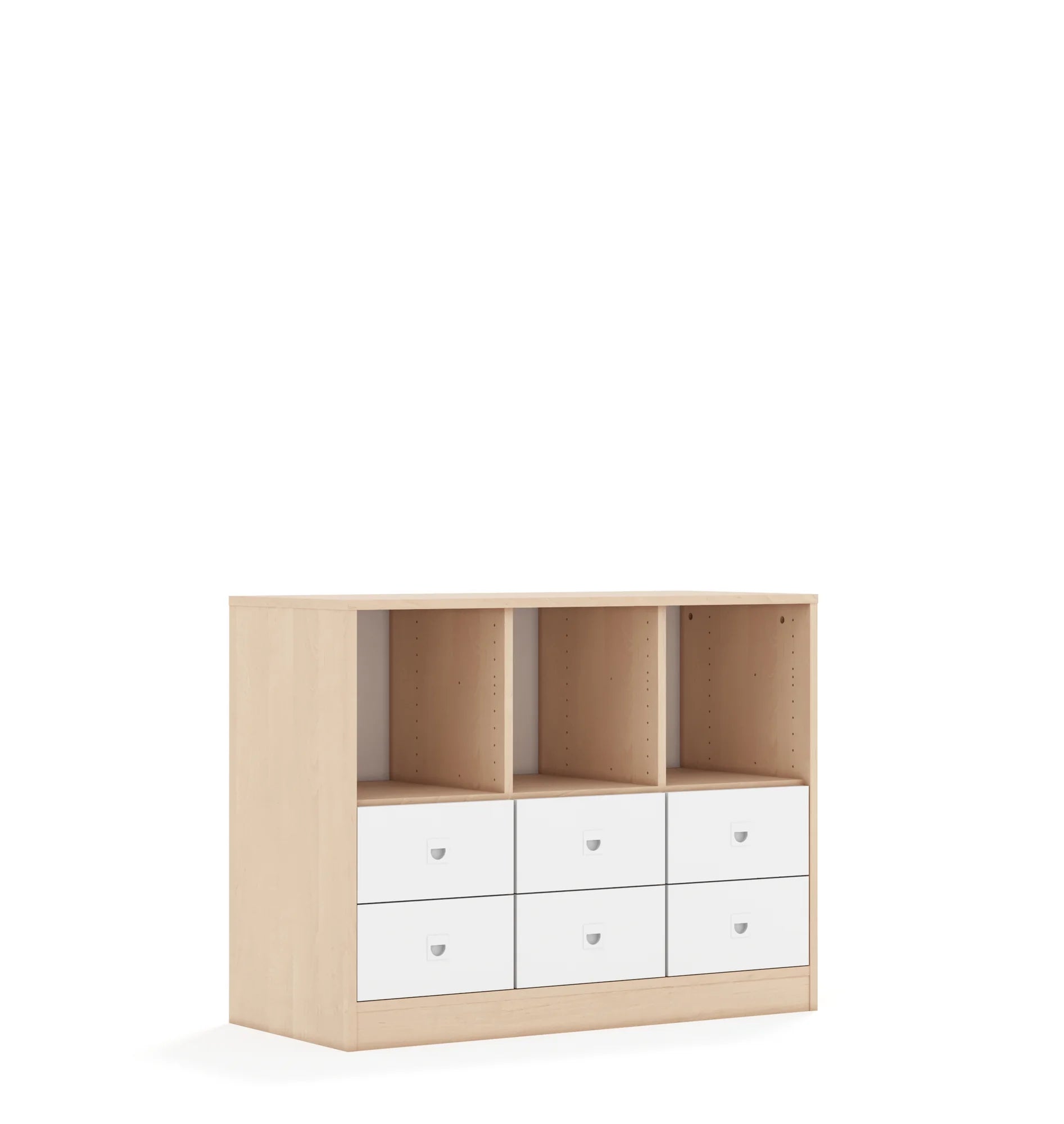 Regał BLOX 110 2PP 4SB 2SS 1049x466x813 – brzoza / biały