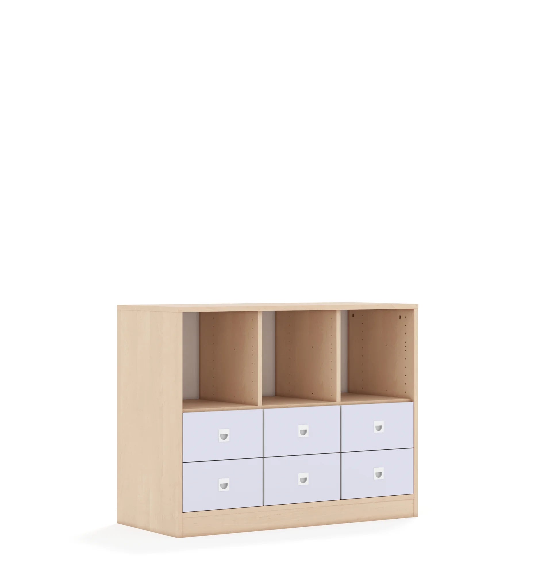 Regał BLOX 110 2PP 4SB 2SS 1049x466x813 – brzoza / pastelowy fioletowy
