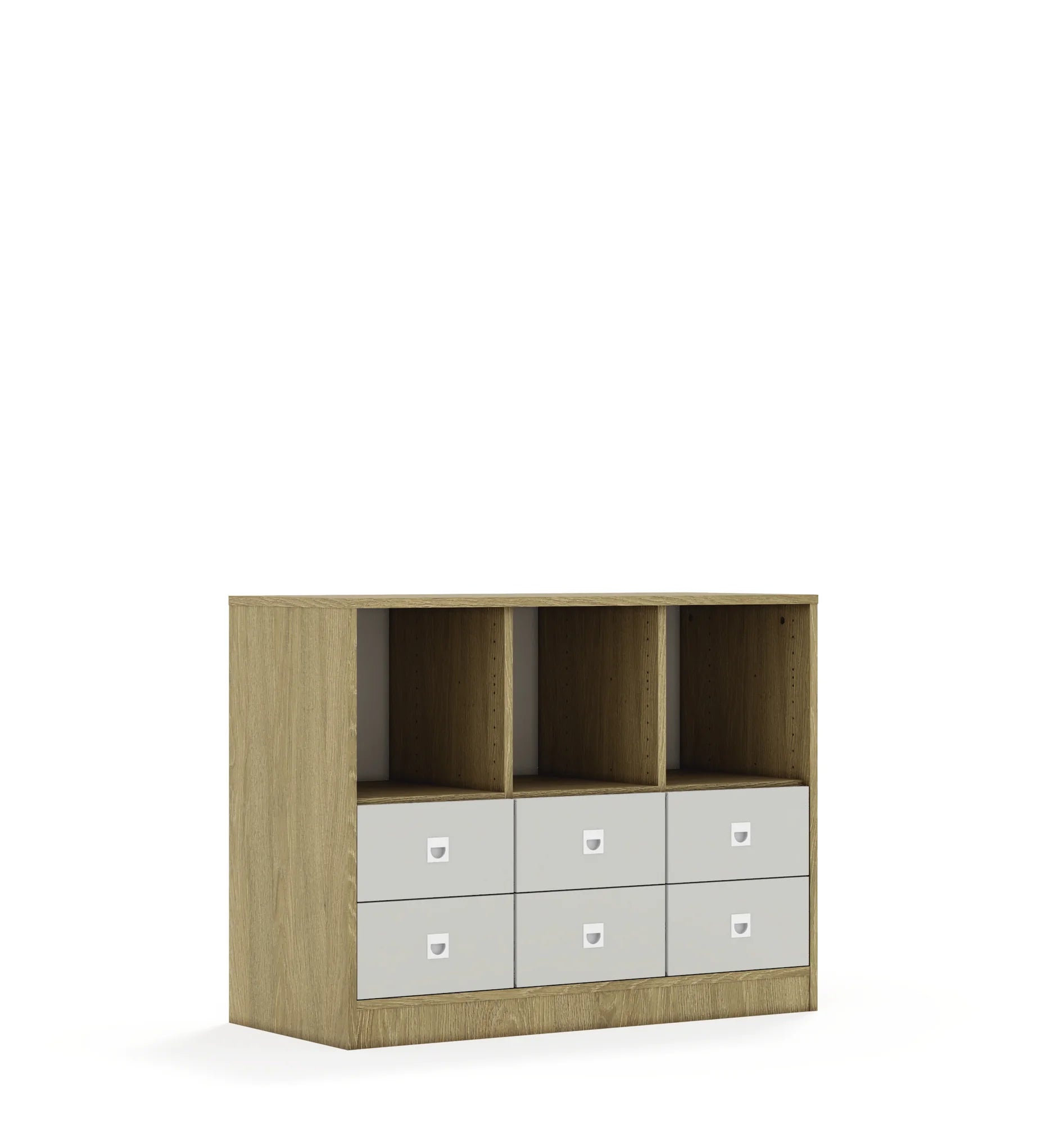 Regał BLOX 110 2PP 4SB 2SS 1049x466x813 – dąb / jasny szary